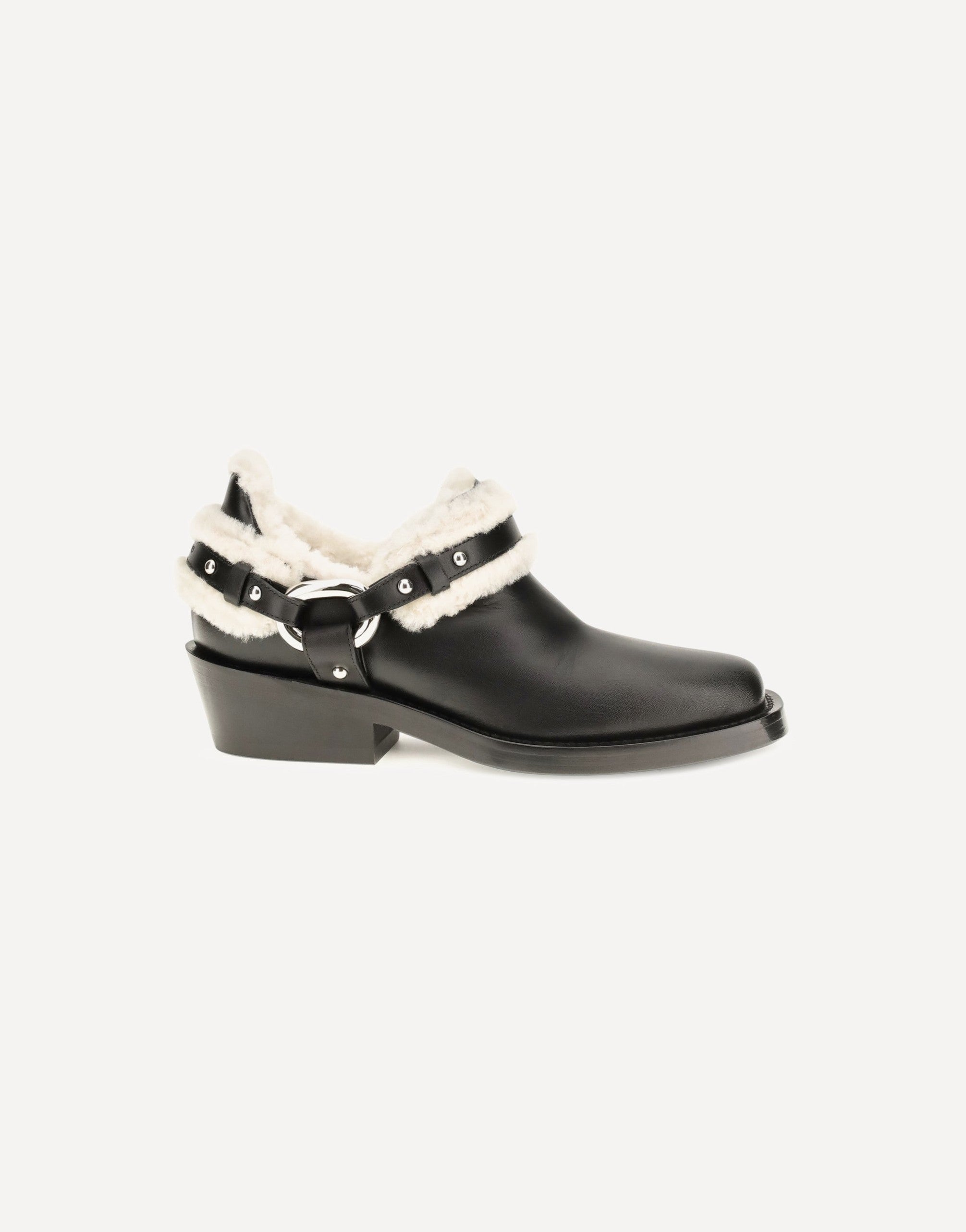 Rabanne Shearling Trim Biker Ankle Boots