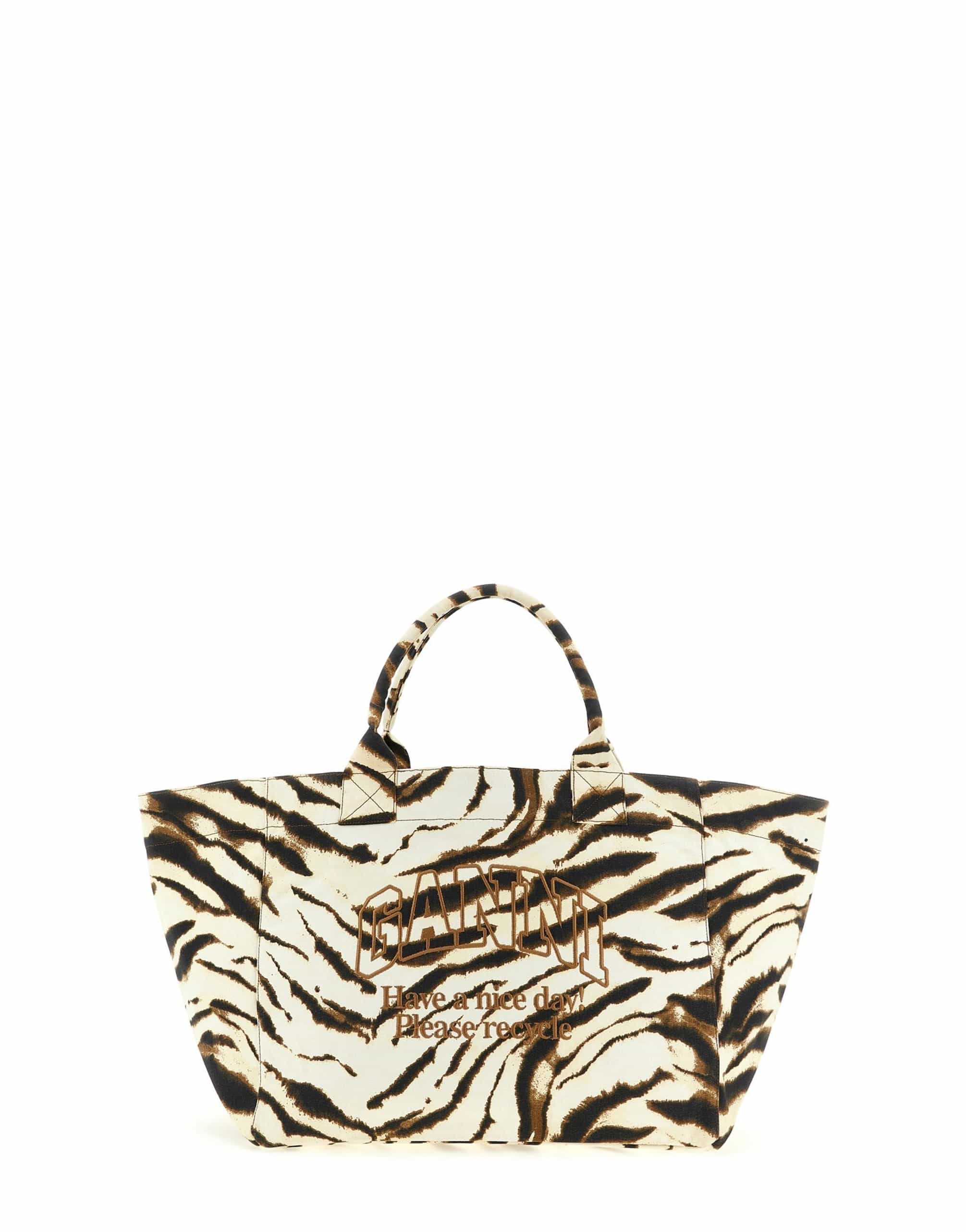 Ganni Xxl Zebra Shopping Bag