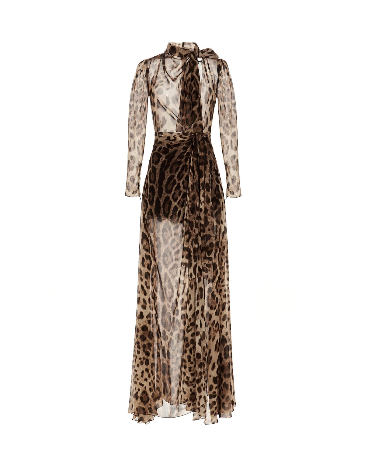 Dolce & Gabbana Silk Blend Leopard Print Maxi Dress