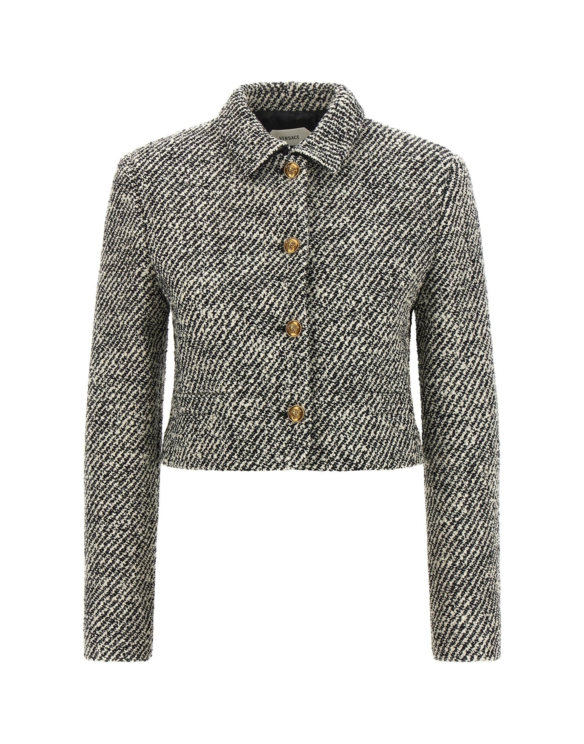 Versace Bouclé Wool Blend Blouson Jacket