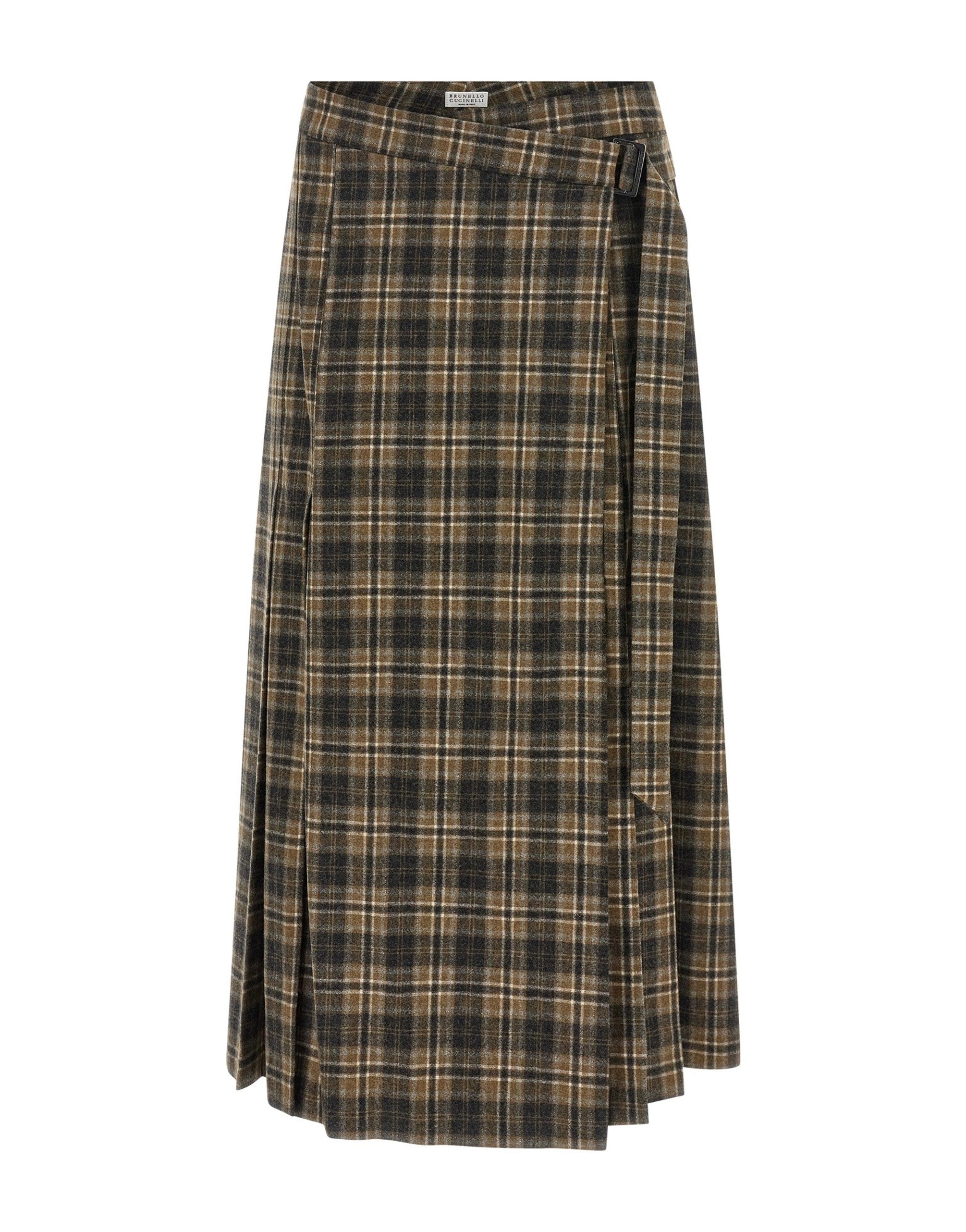 Brunello Cucinelli Pleated Tartan Maxi Skirt