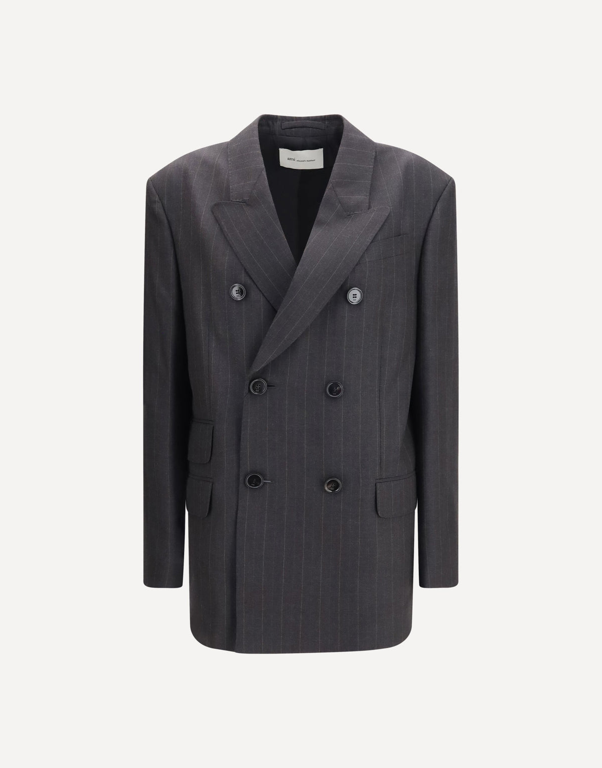 Ami Paris Striped Wool Double-Breasted Blazer