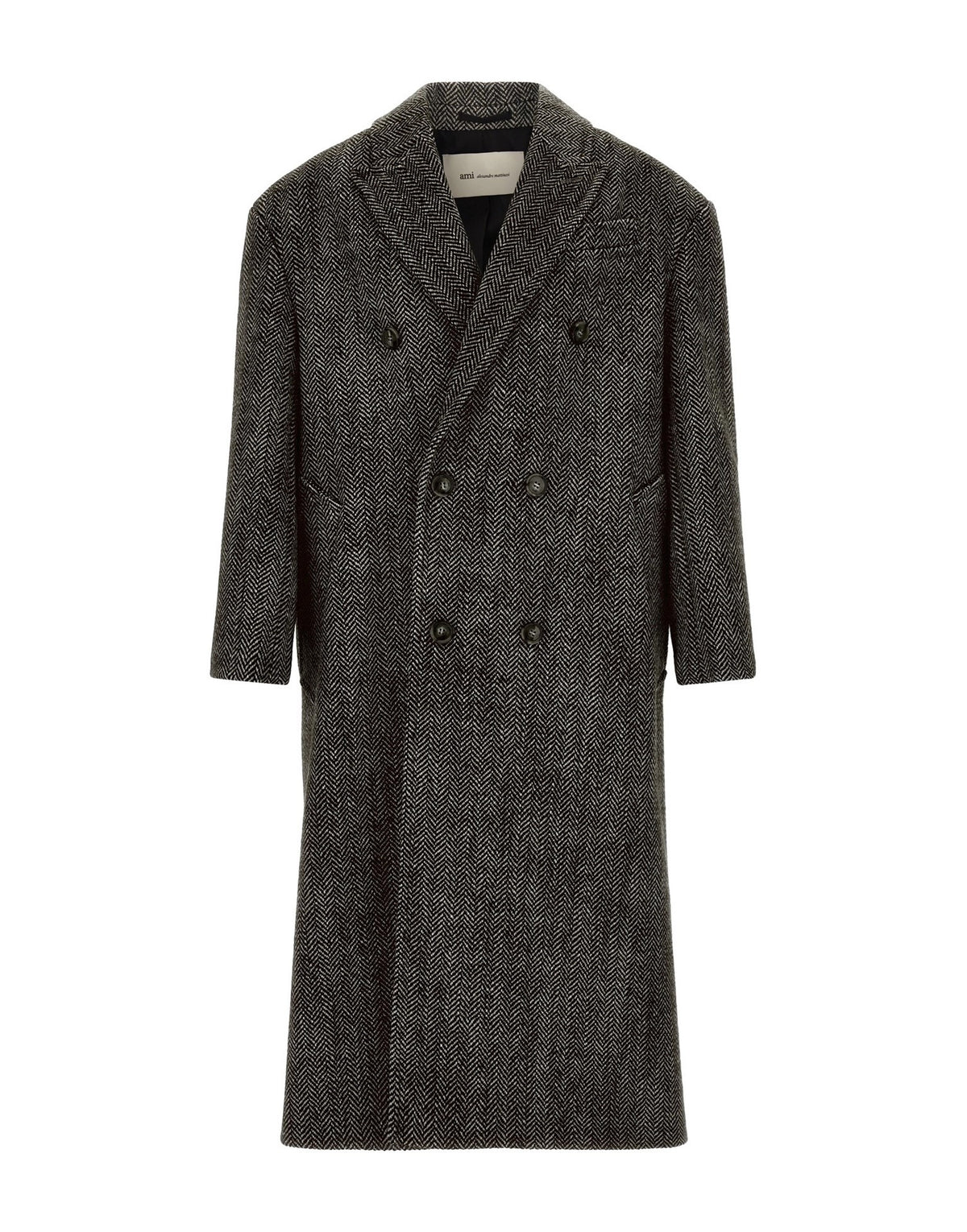 Ami Paris Double-Breasted Herringbone Coat