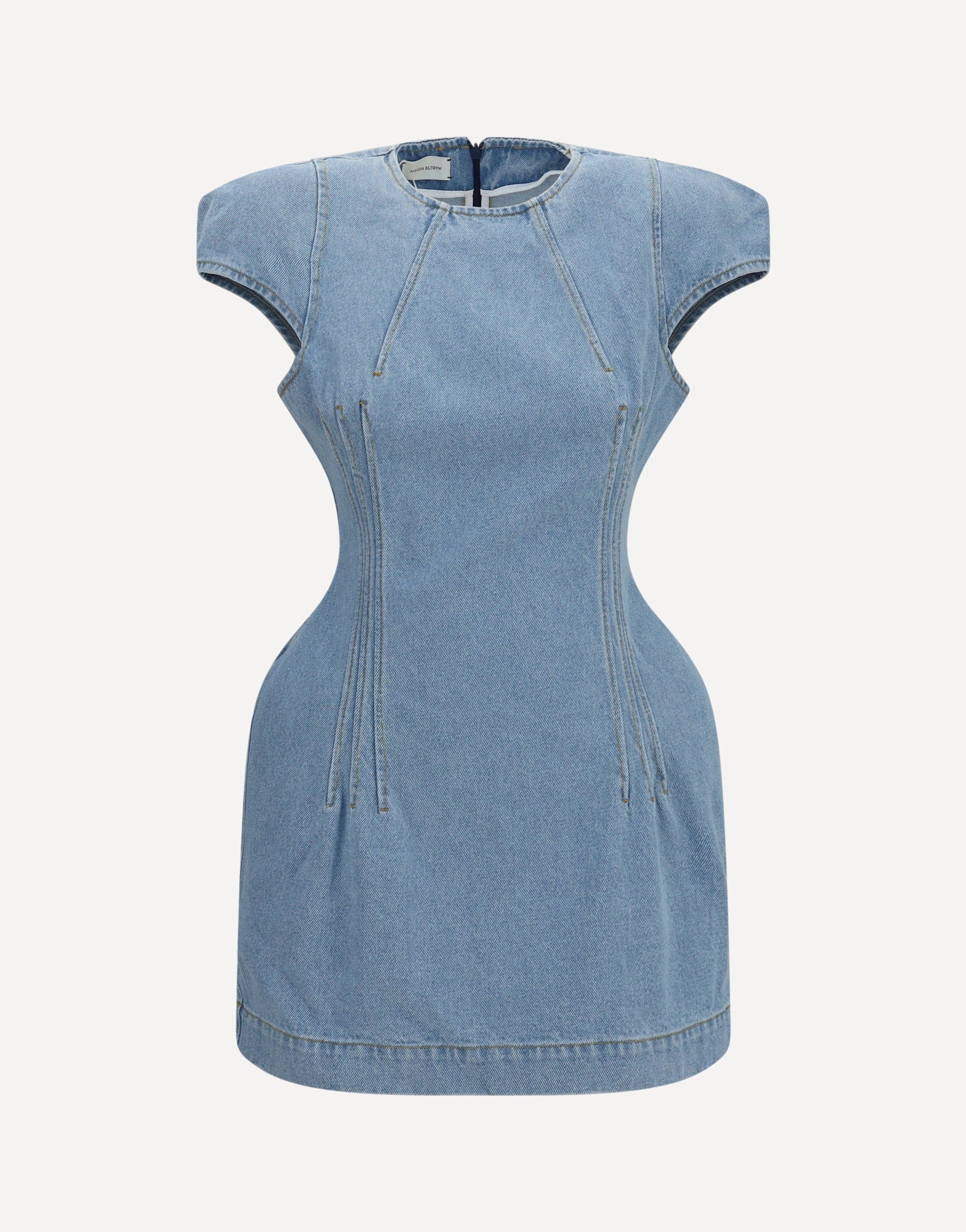 Magda Butrym denim mini-jurk met korte mouwen