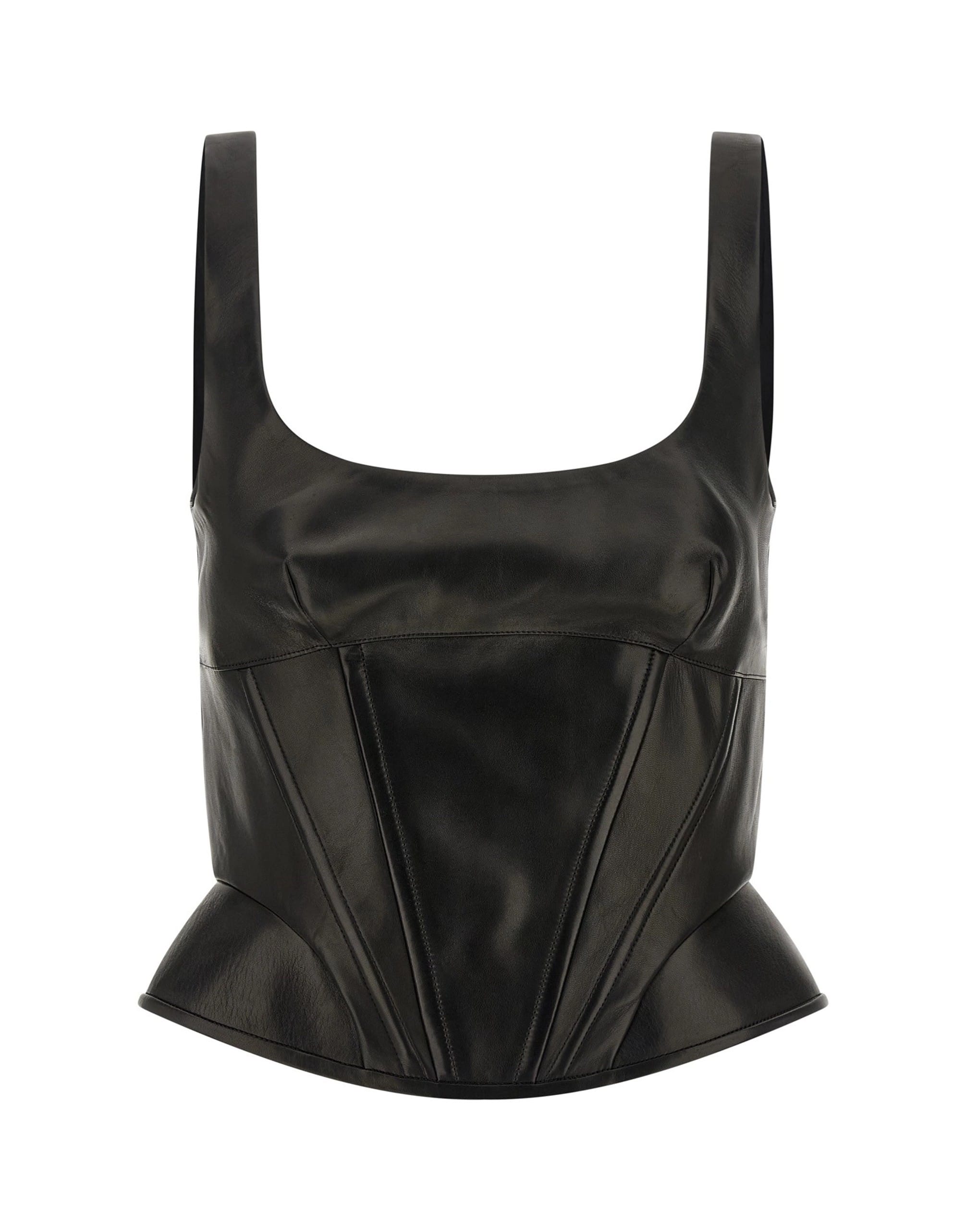 Ermanno Scervino Peplos Leather Top