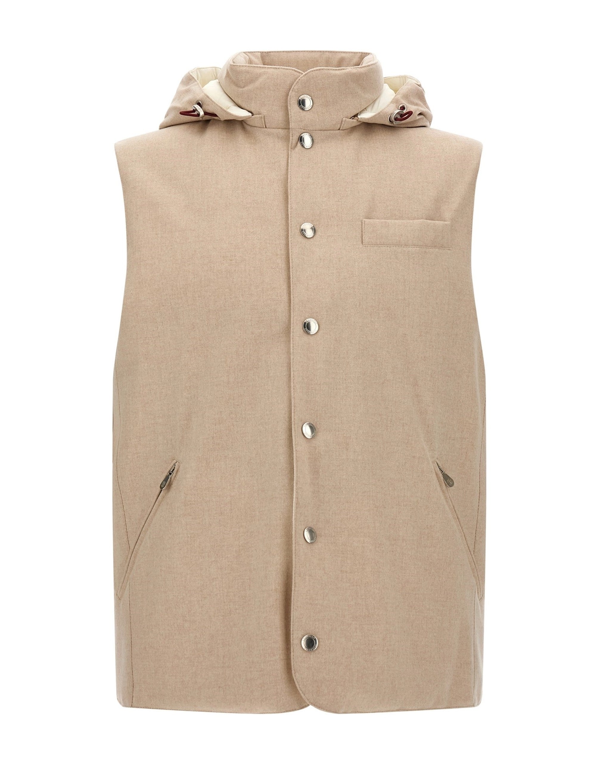Brunello Cucinelli Flannel Hooded Vest | Sendegaro