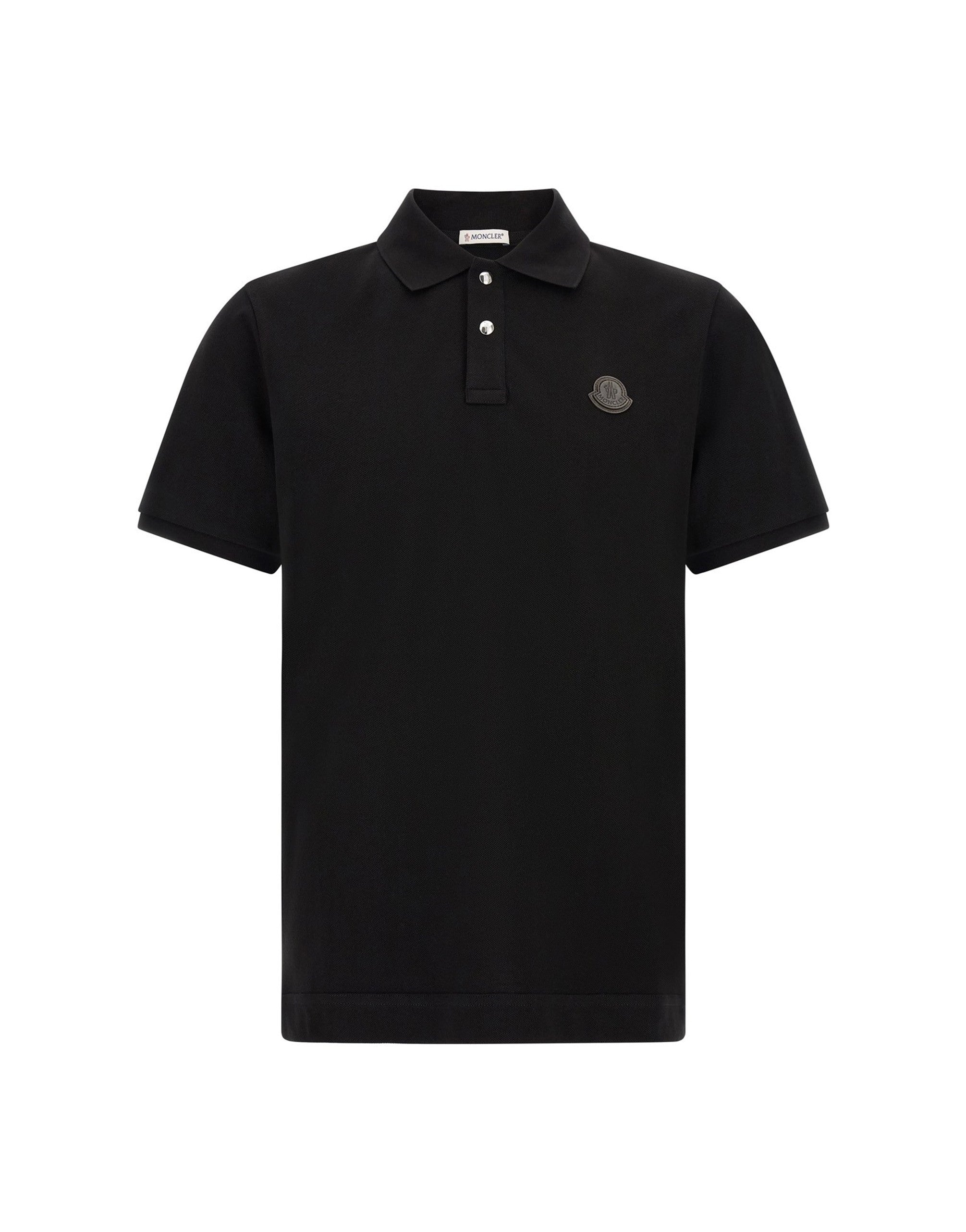 Moncler Leather Logo Patch Polo Shirt