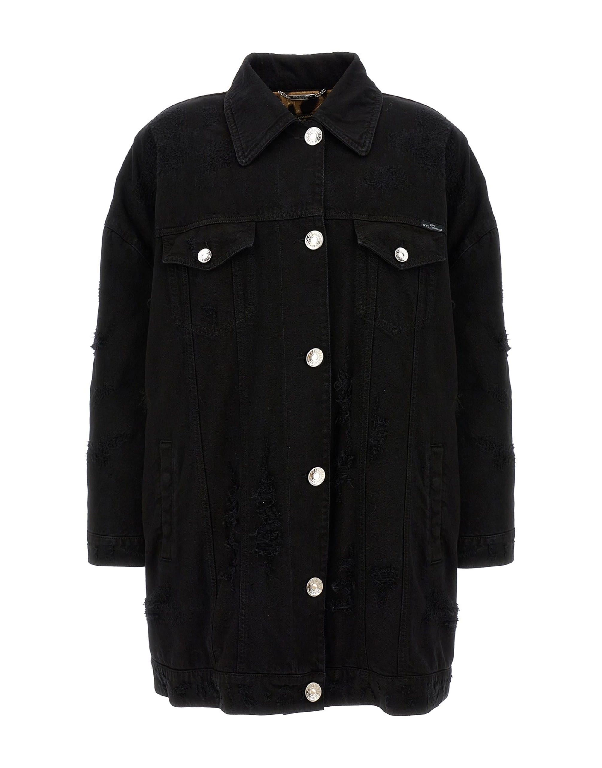 Dolce & Gabbana Veste longue en denim à effet usé Dolce & Gabbana