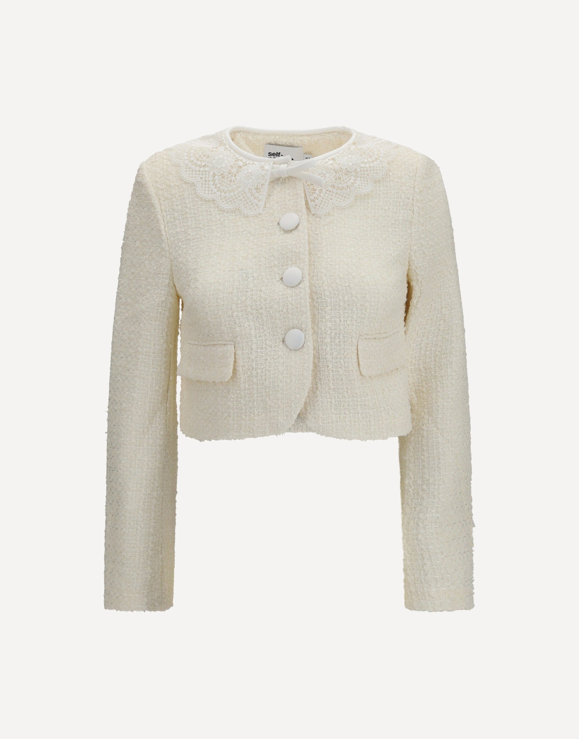 Self-Portrait Bouclé Jacket With Lace Collar