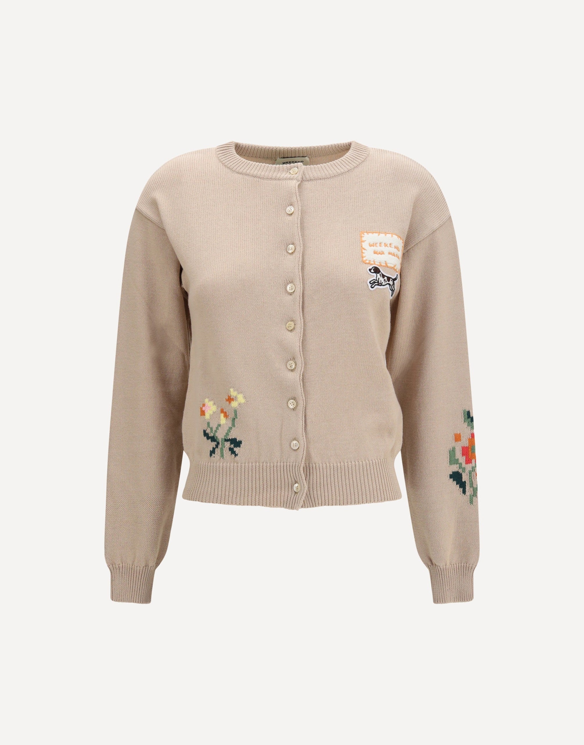 Max Mara Cotton Knit Cardigan With Intarsia