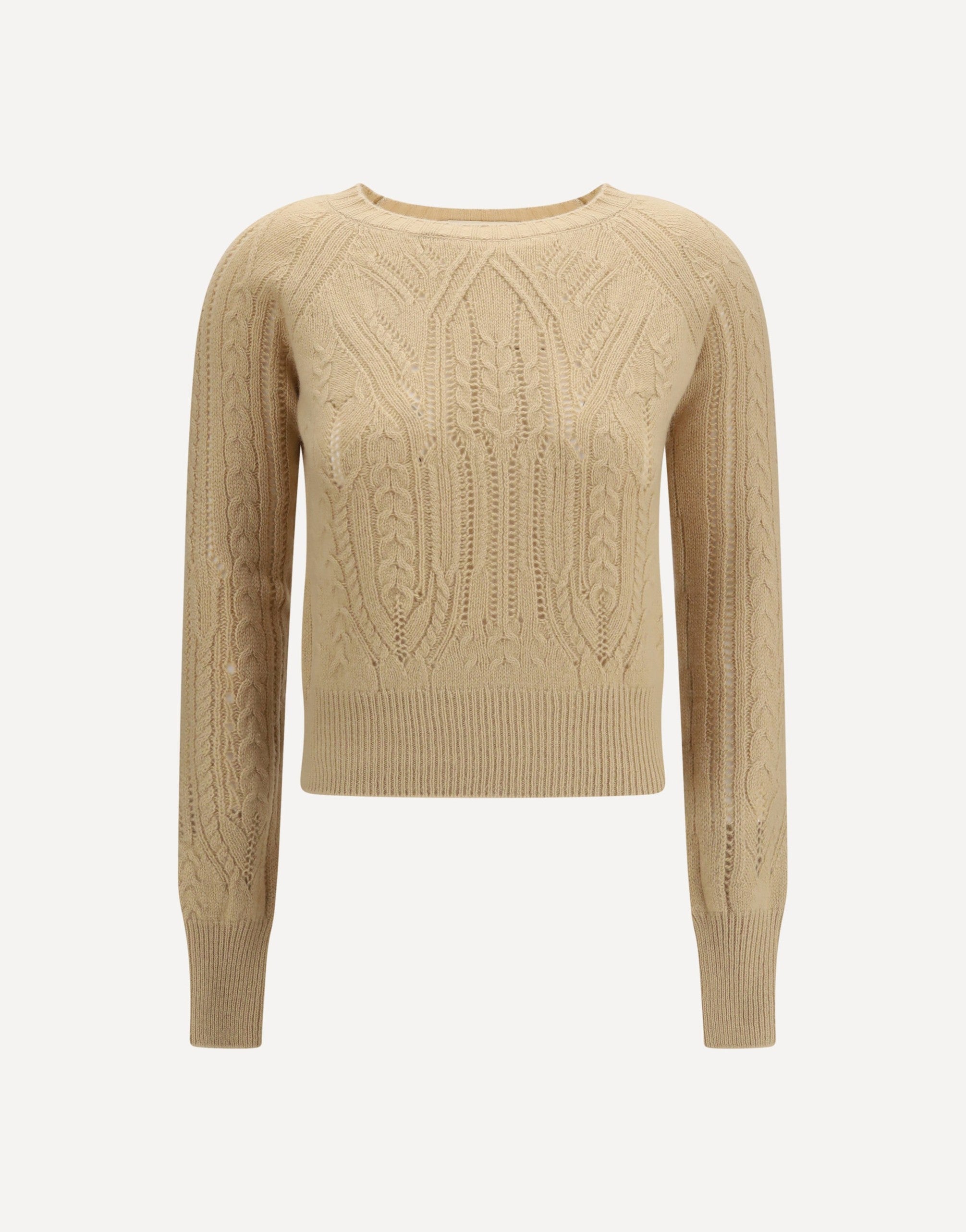 Ermanno Scervino Long Sleeve Cable Knit Cashmere Sweater