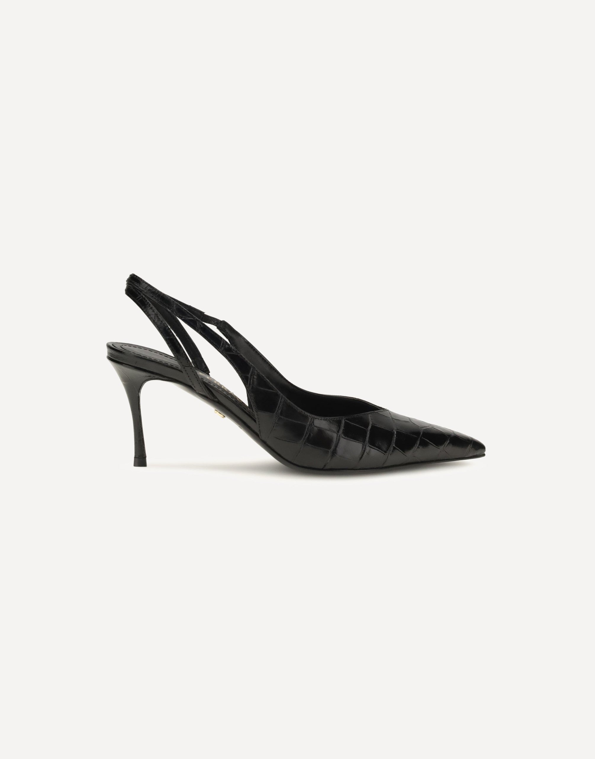 Ferragamo Crocodile-Effect Leather Slingback Pumps
