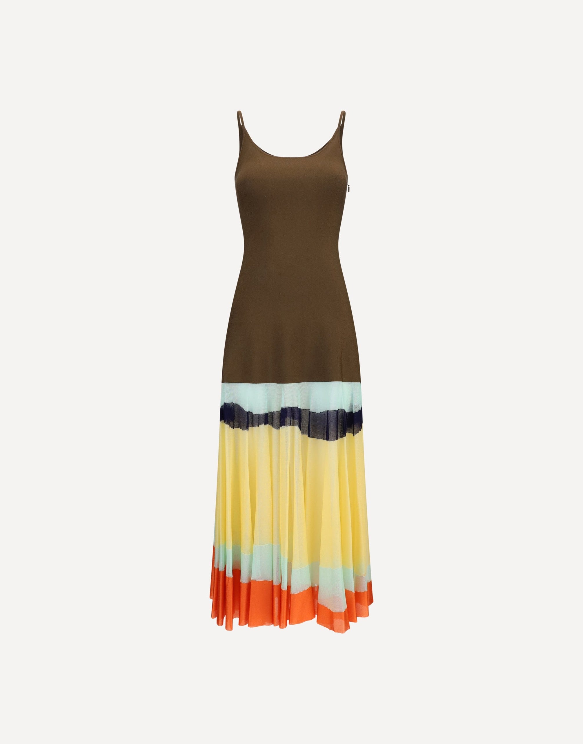 Fendi Vestido largo con falda a rayas de color