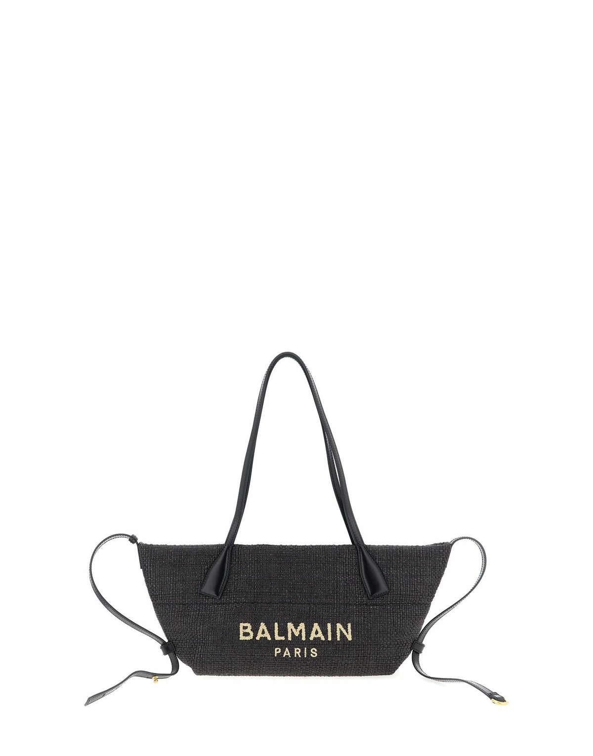 Balmain Track Small Rafia Tote Bag
