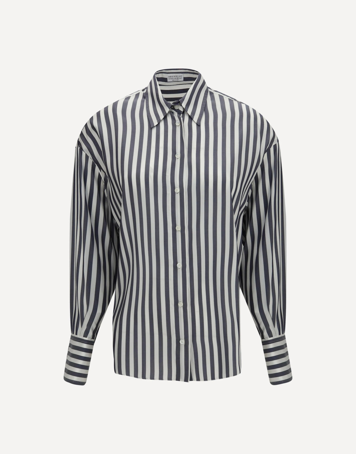 Brunello Cucinelli Silk Poplin Striped Shirt