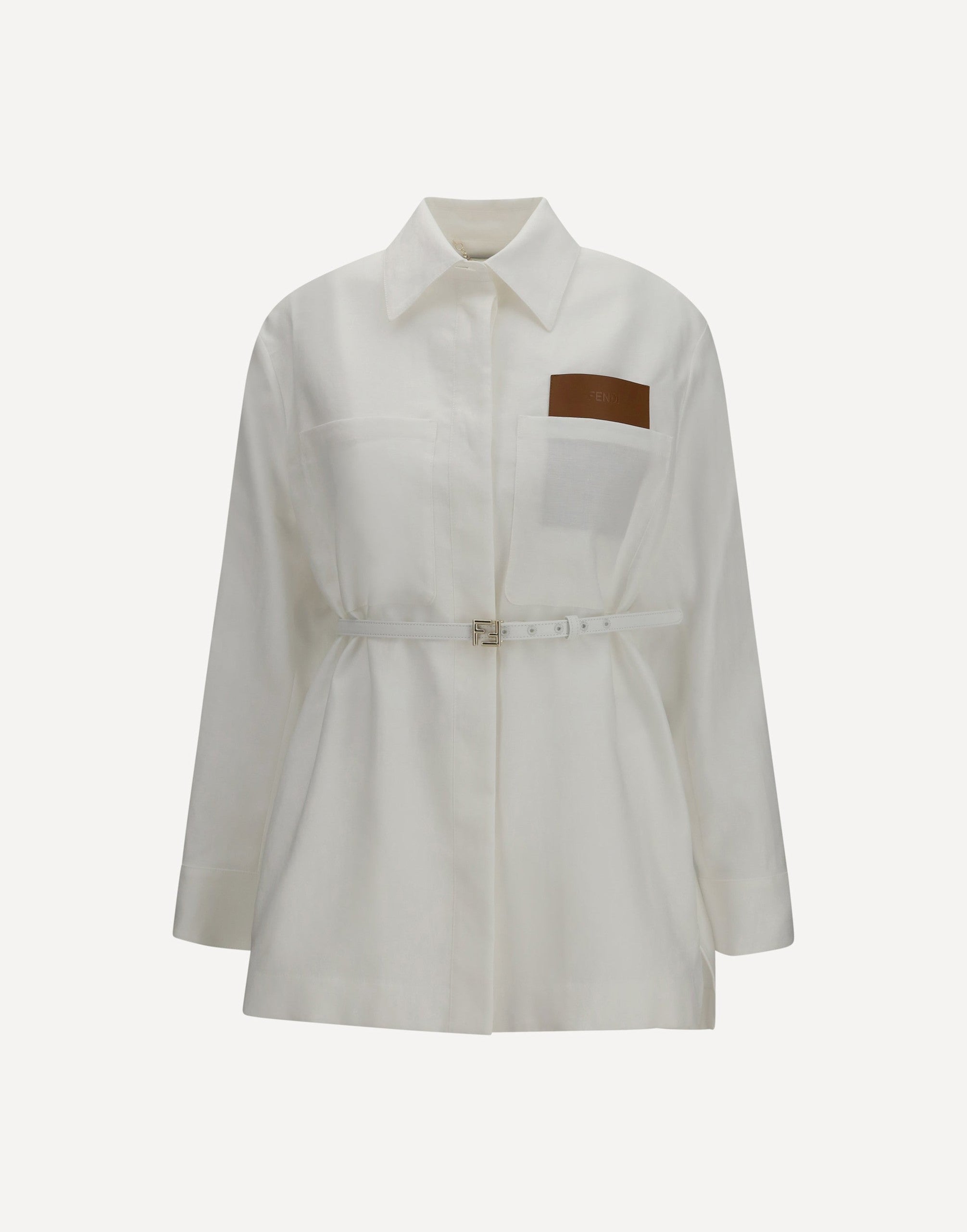 Fendi Linen Cotton Belted Jacket
