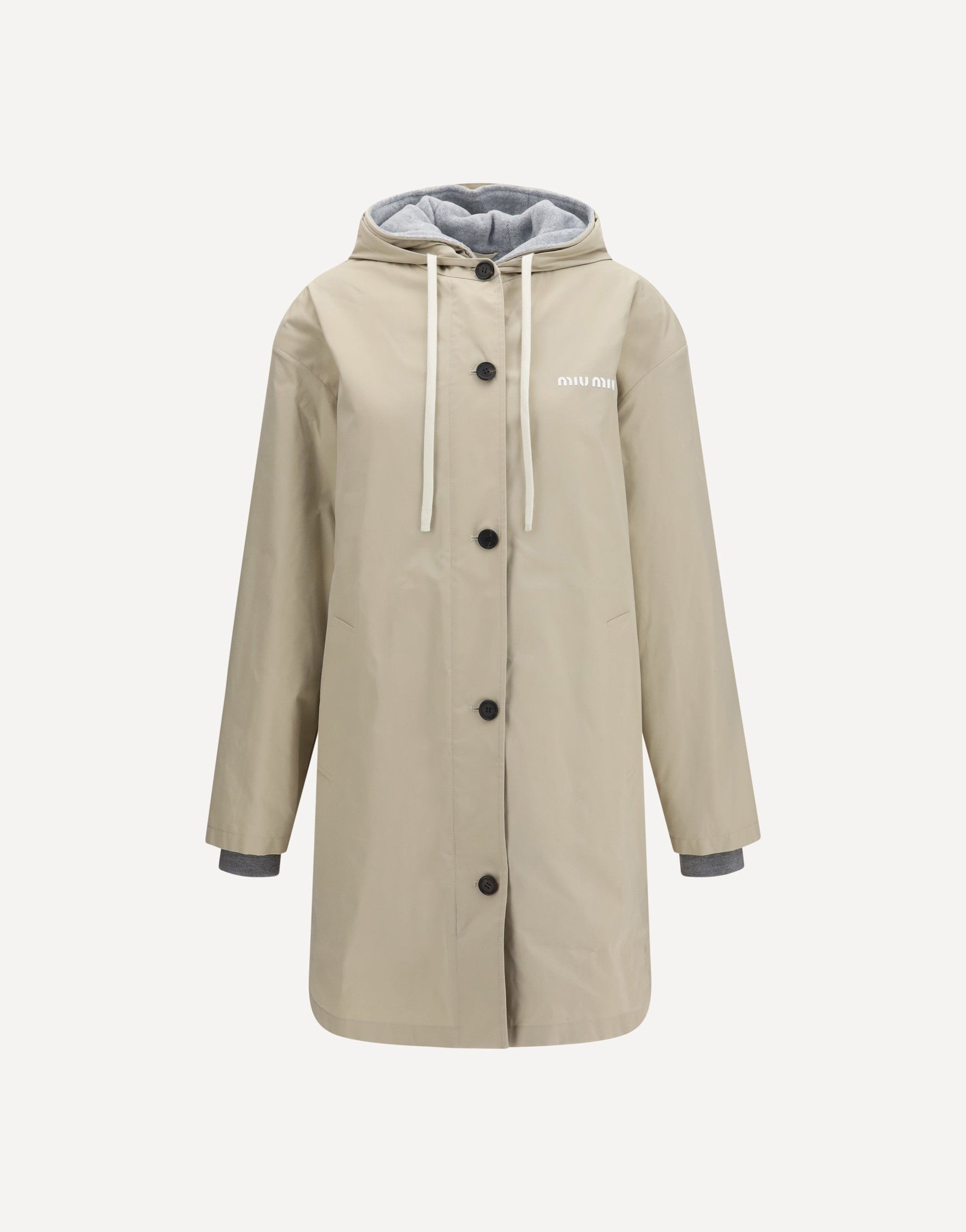 Miu Miu Single-Breasted Coat In Panama And Fleece