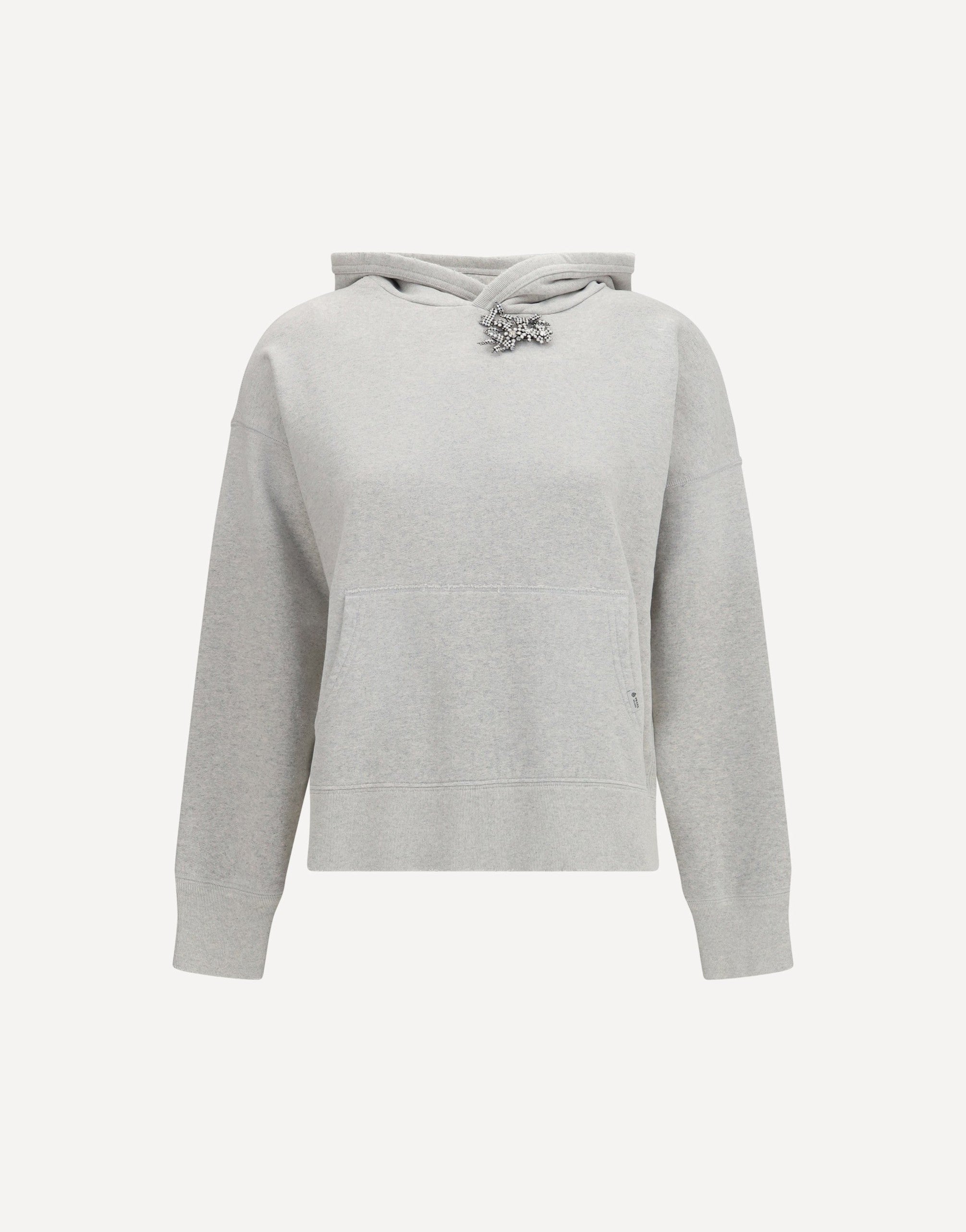 Prada Cotton Fleece Hoodie With Jewel Brooch