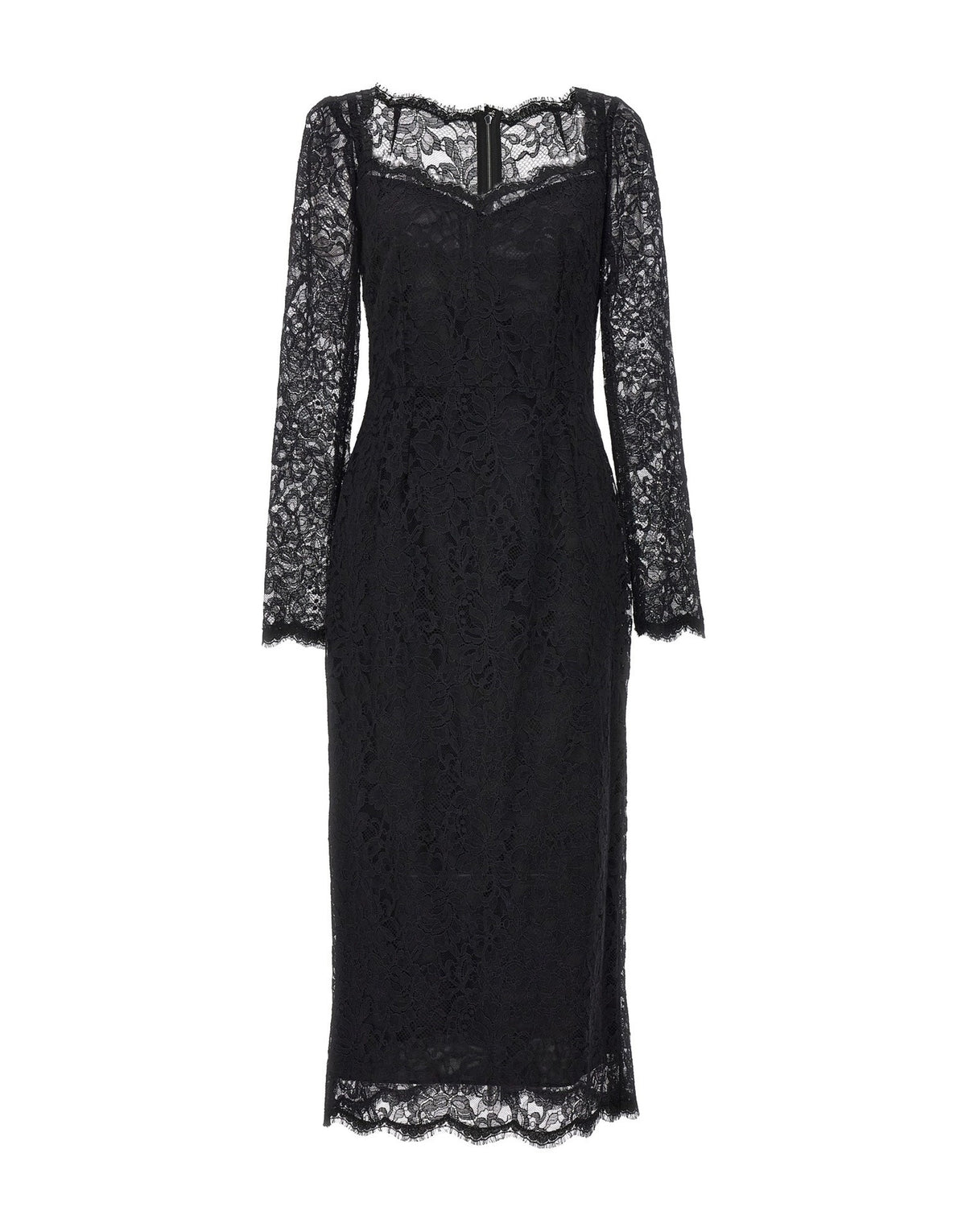 Dolce & Gabbana Black Lace Midi Dress