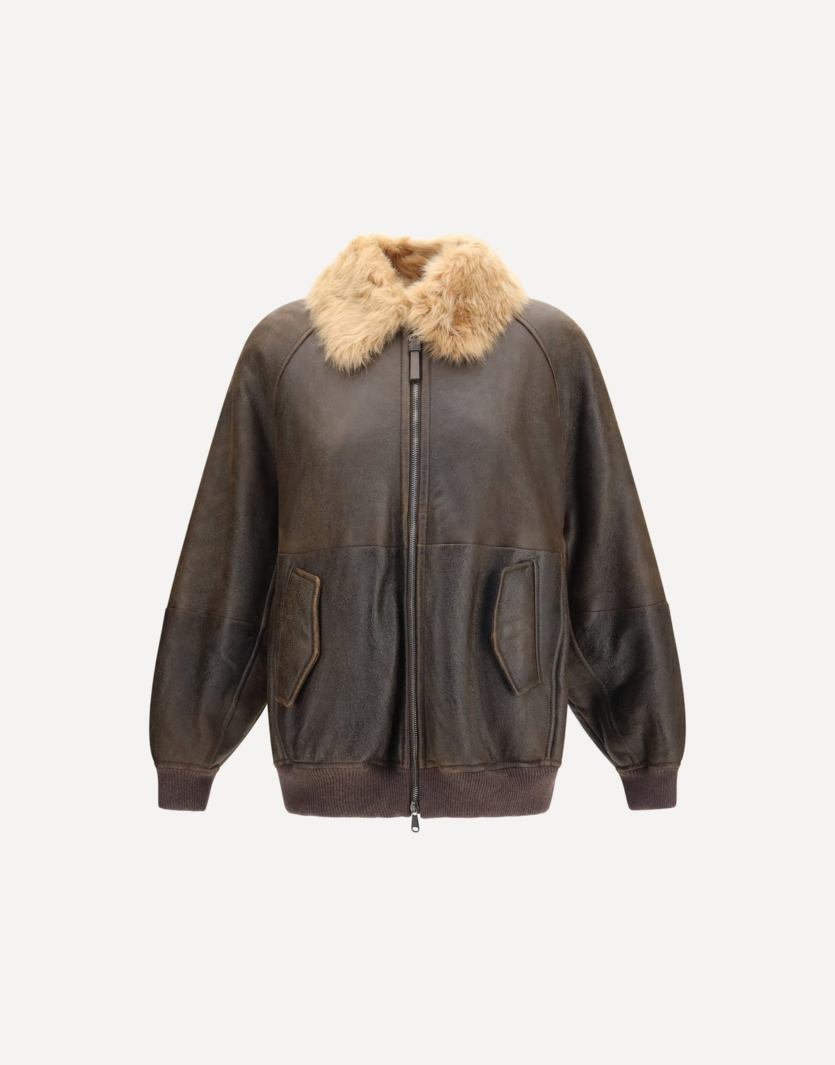 Brunello Cucinelli Vintage-Effect Shearling Bomber