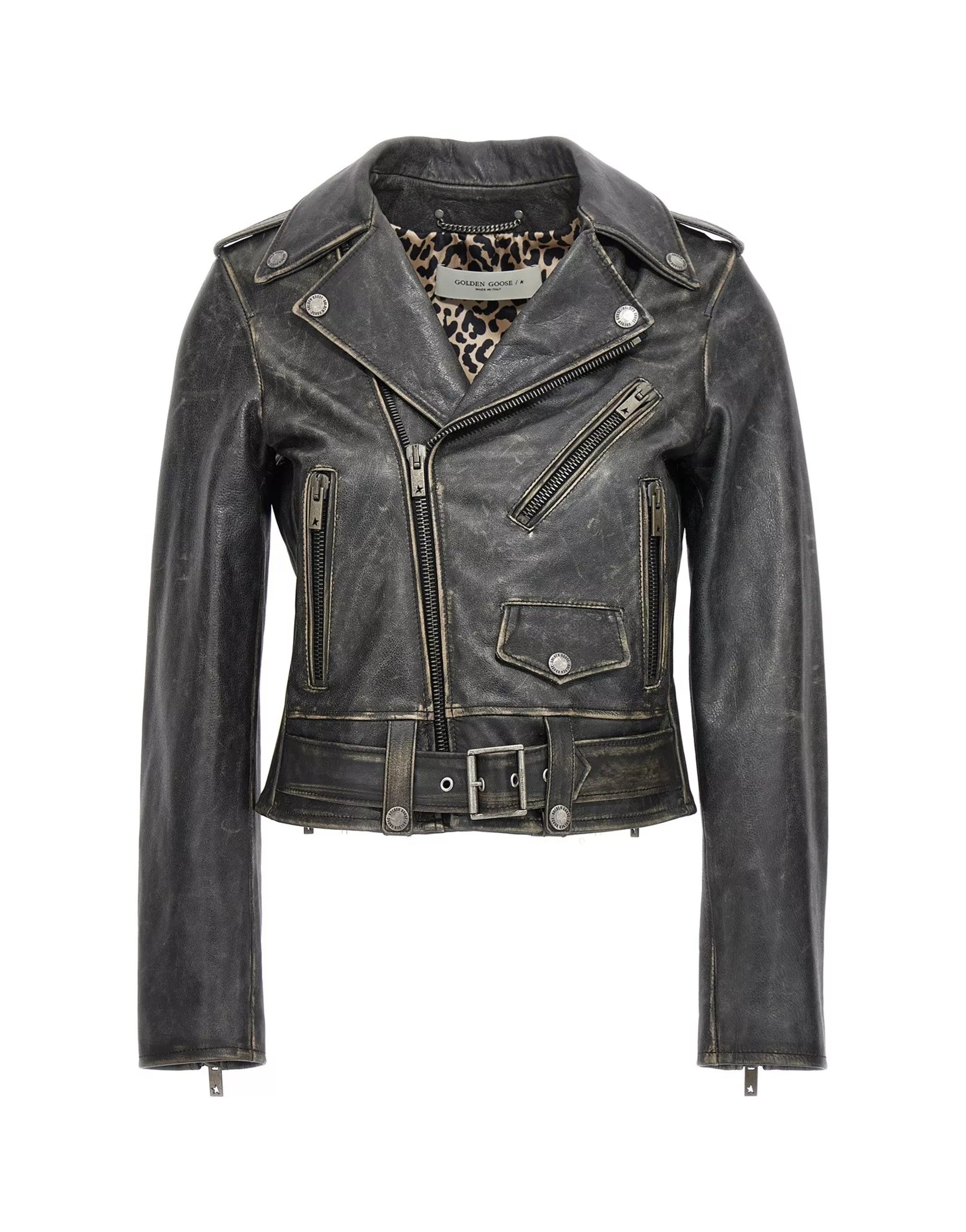 Golden Goose Destiny Schlanke Leder-Bikerjacke