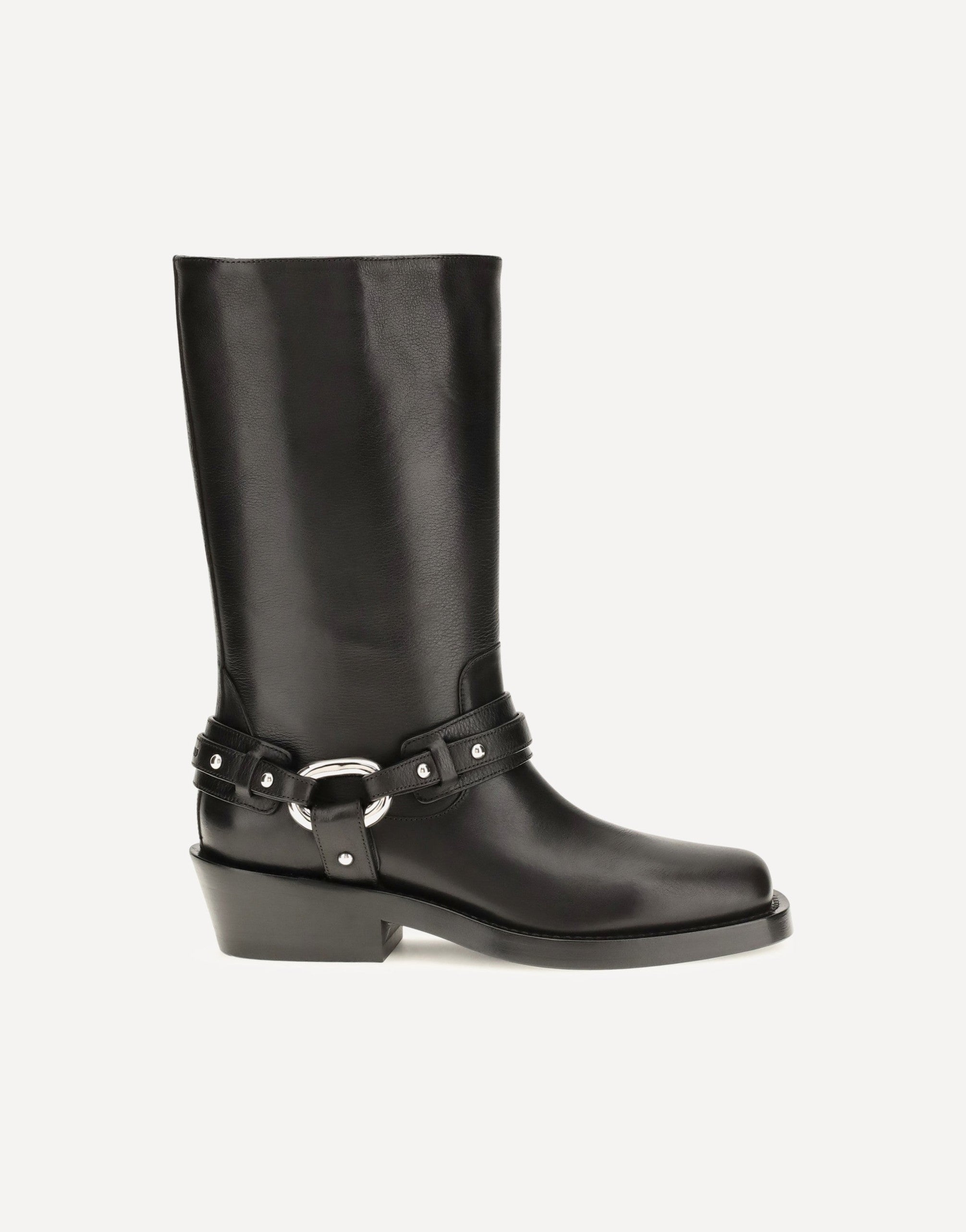 Rabanne Leather Buckle Snkle Boots
