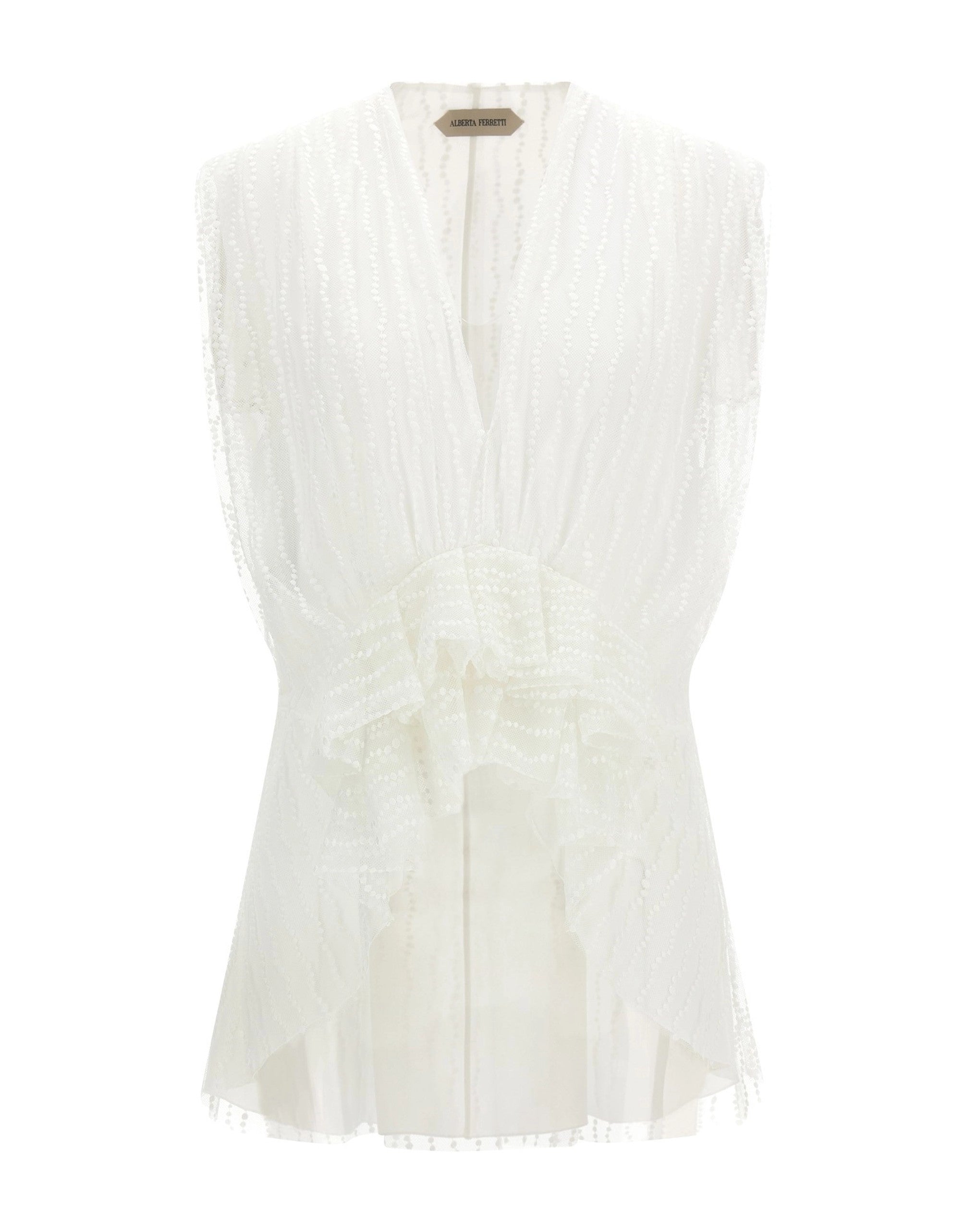 Alberta Ferretti Asymmetrical Tulle Top | Sendegaro