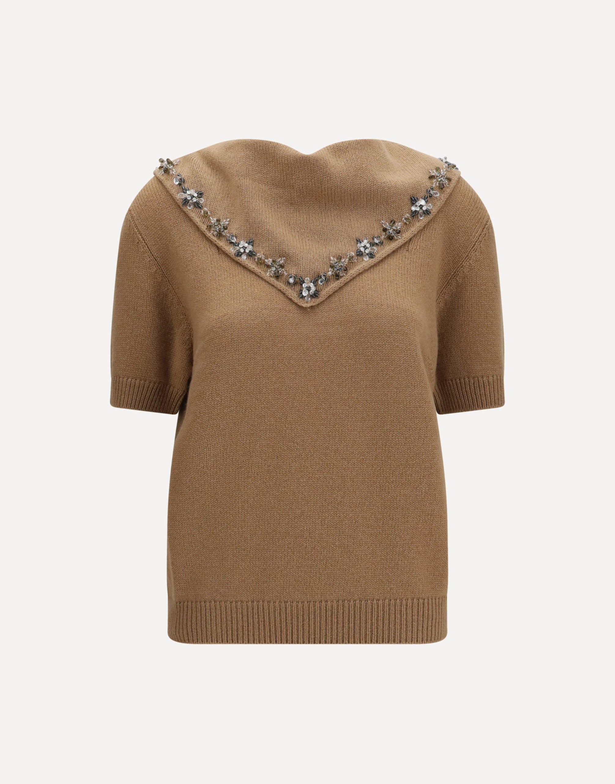 Prada Maglione in cashmere con sciarpa gioiello