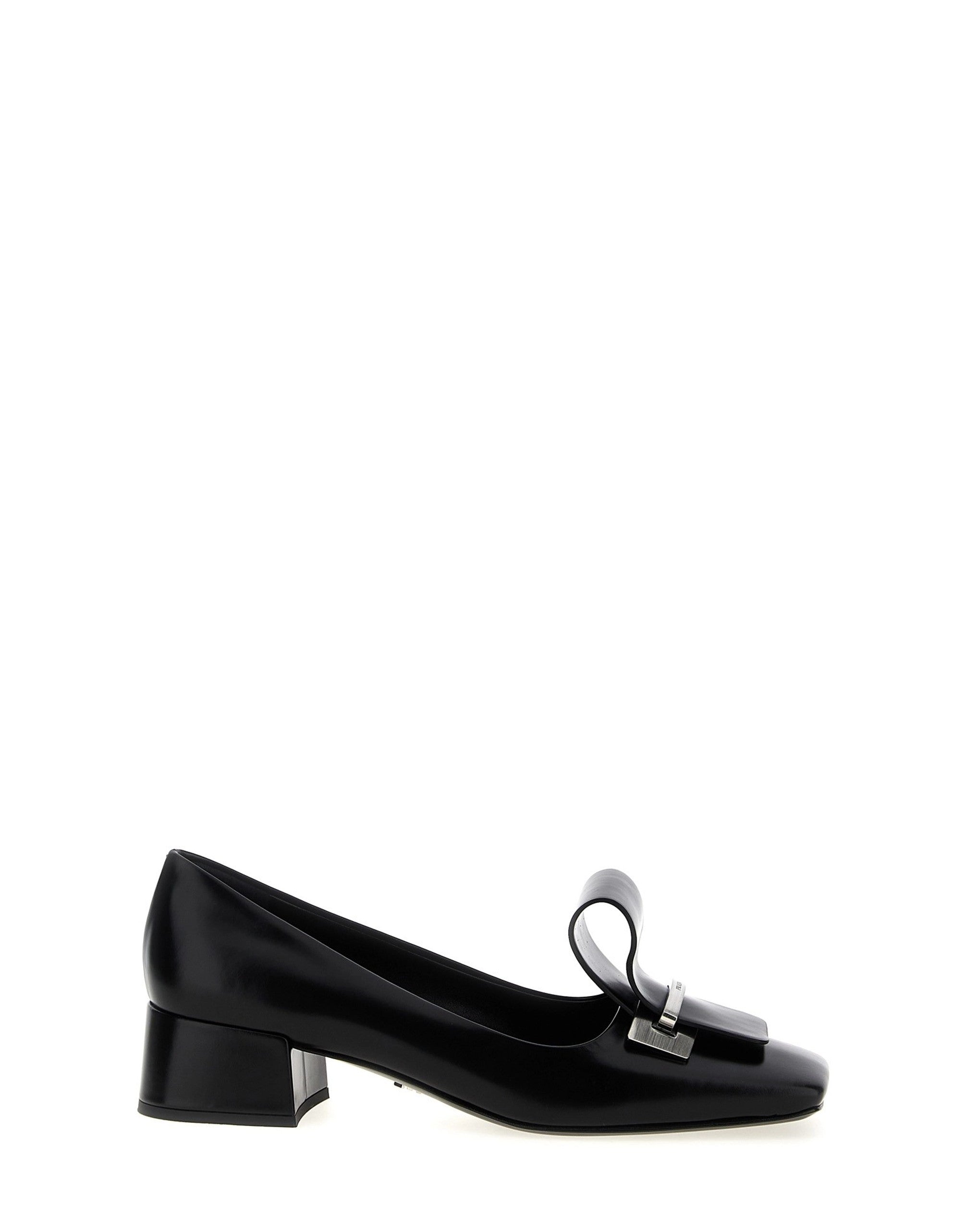 Prada Black Square Toe Leather Pumps