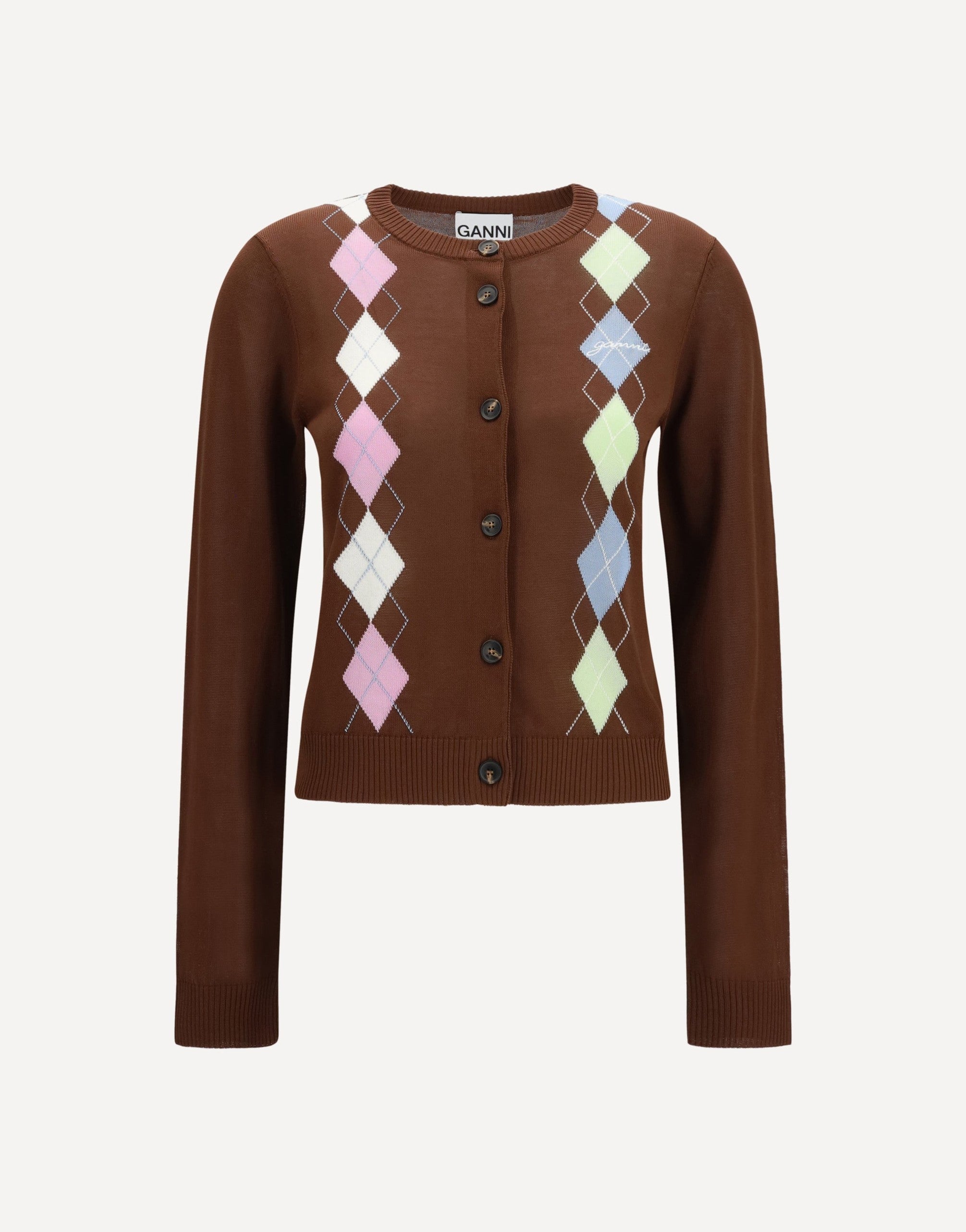 Ganni Diamond-Pattern Cardigan