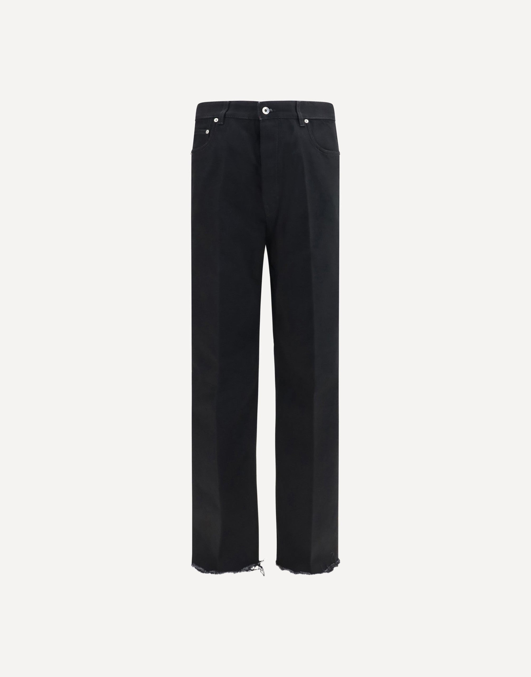 Rick Owens Frayed Hem Cotton Jeans