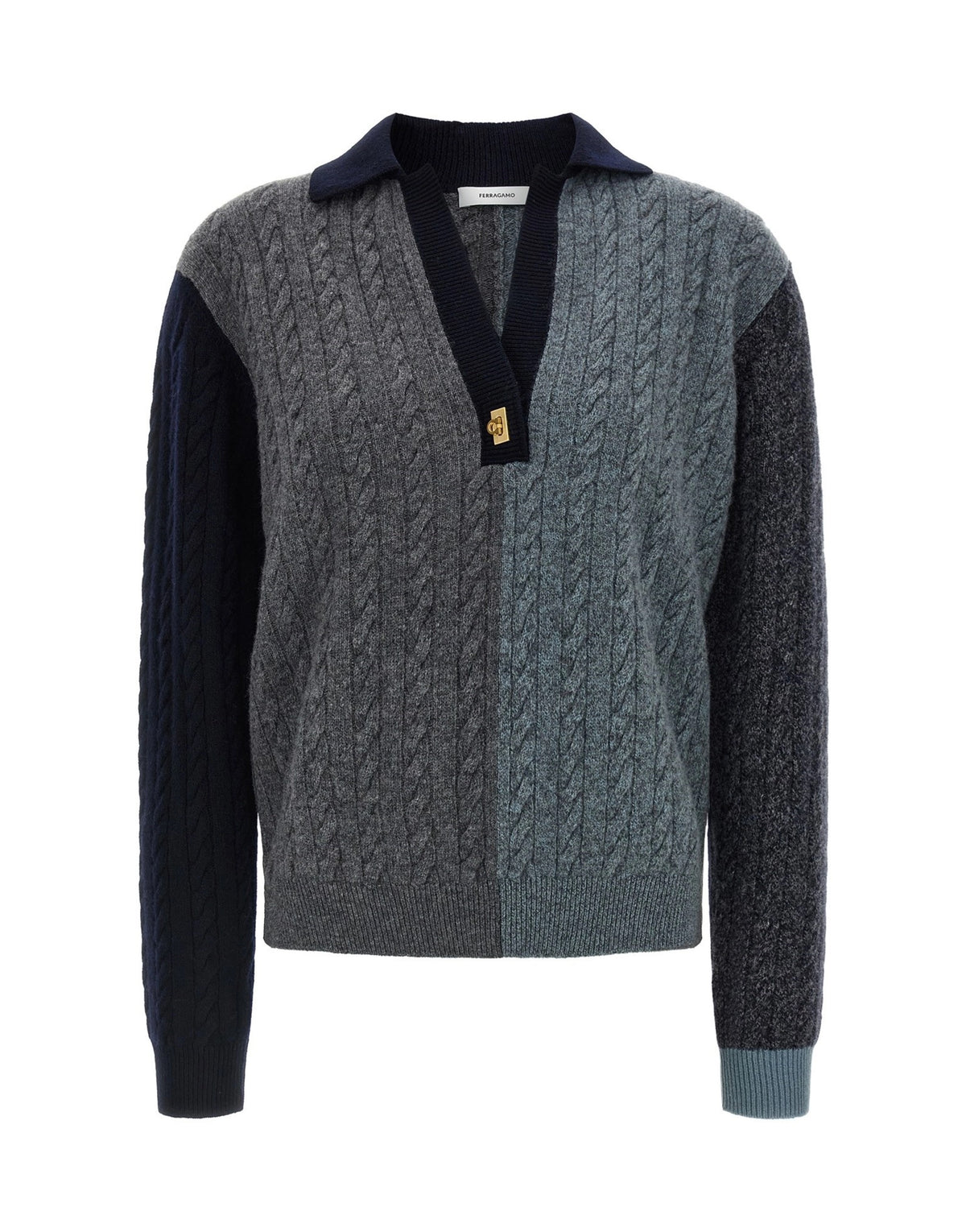 Ferragamo Color Block Braid Sweater