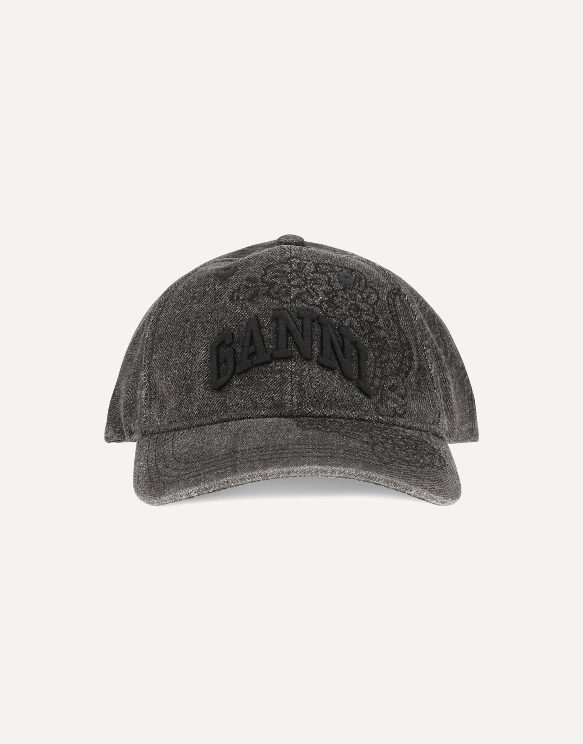 Ganni Embroidered Denim Baseball Cap