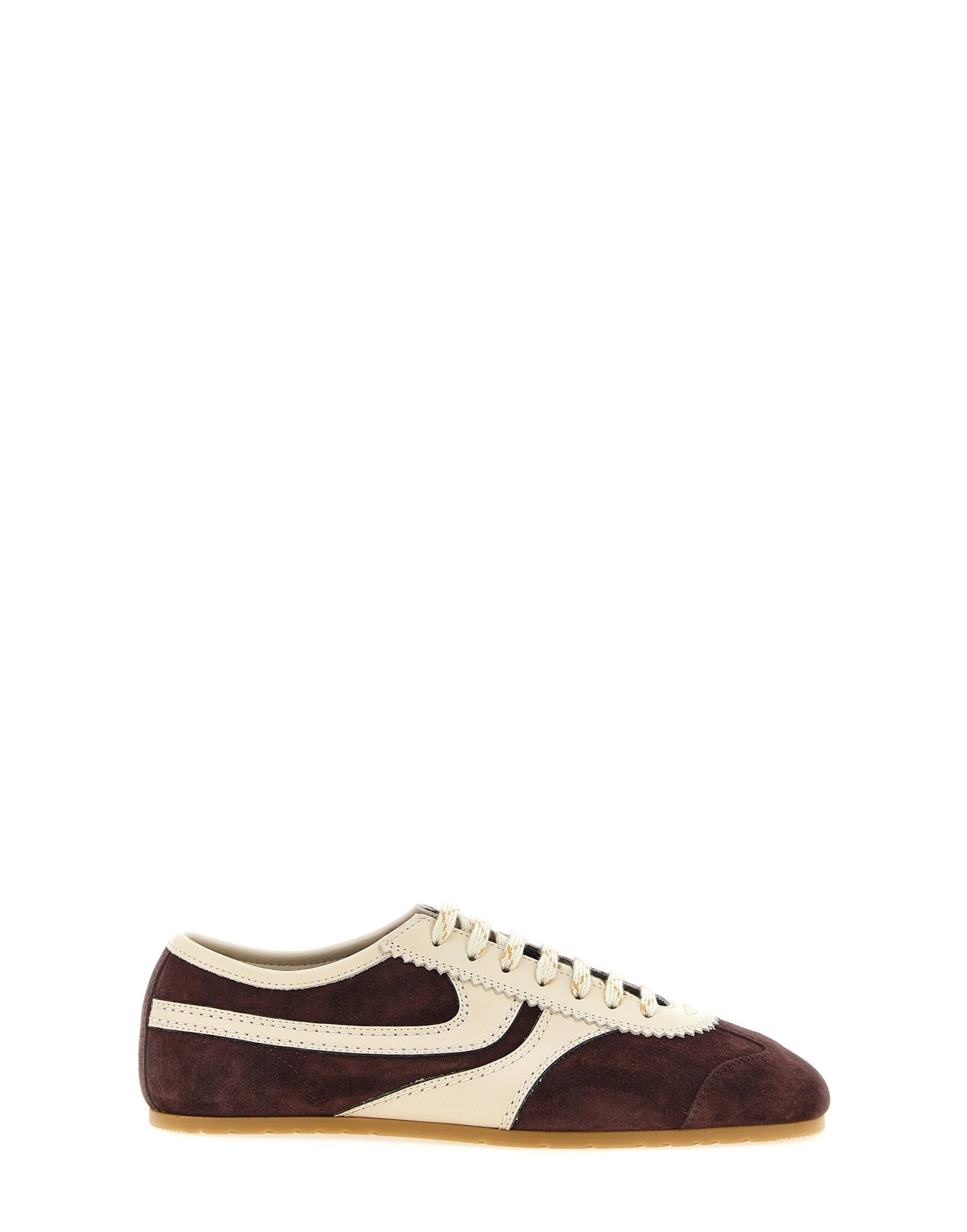 Dries Van Noten Burgundy Suede Leather Sneakers