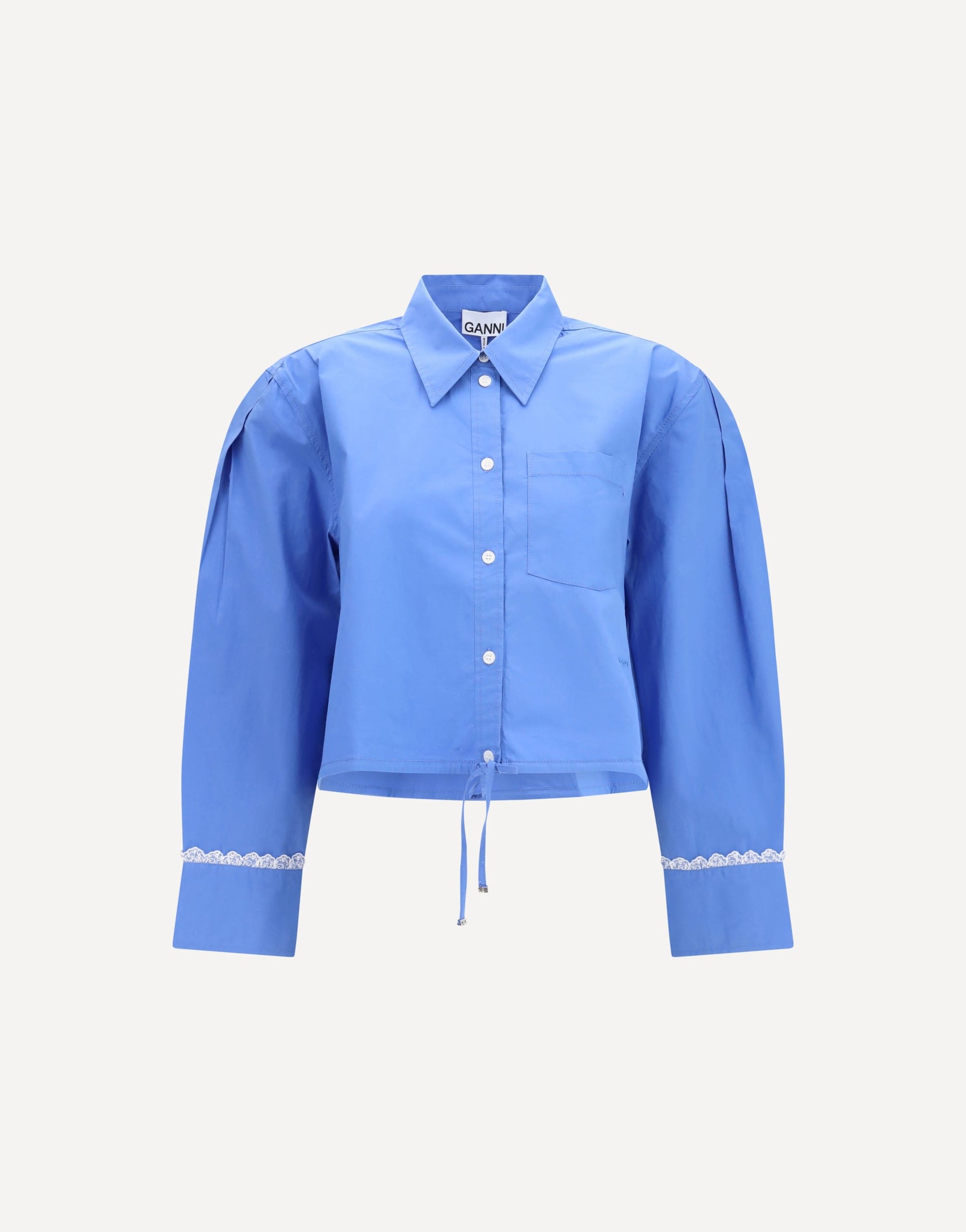 Ganni Cotton Shirt With Lace Details