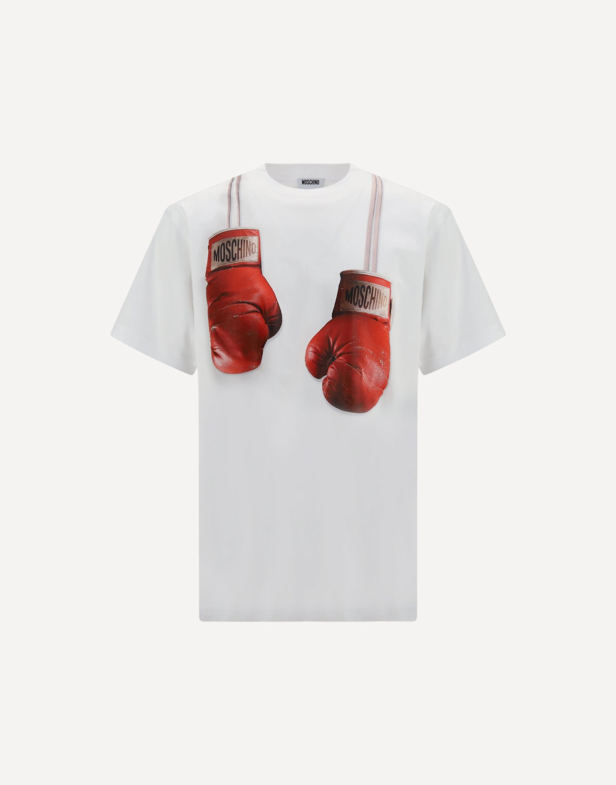 Moschino Organic Cotton Jersey T-Shirt With Boxing Gloves Print