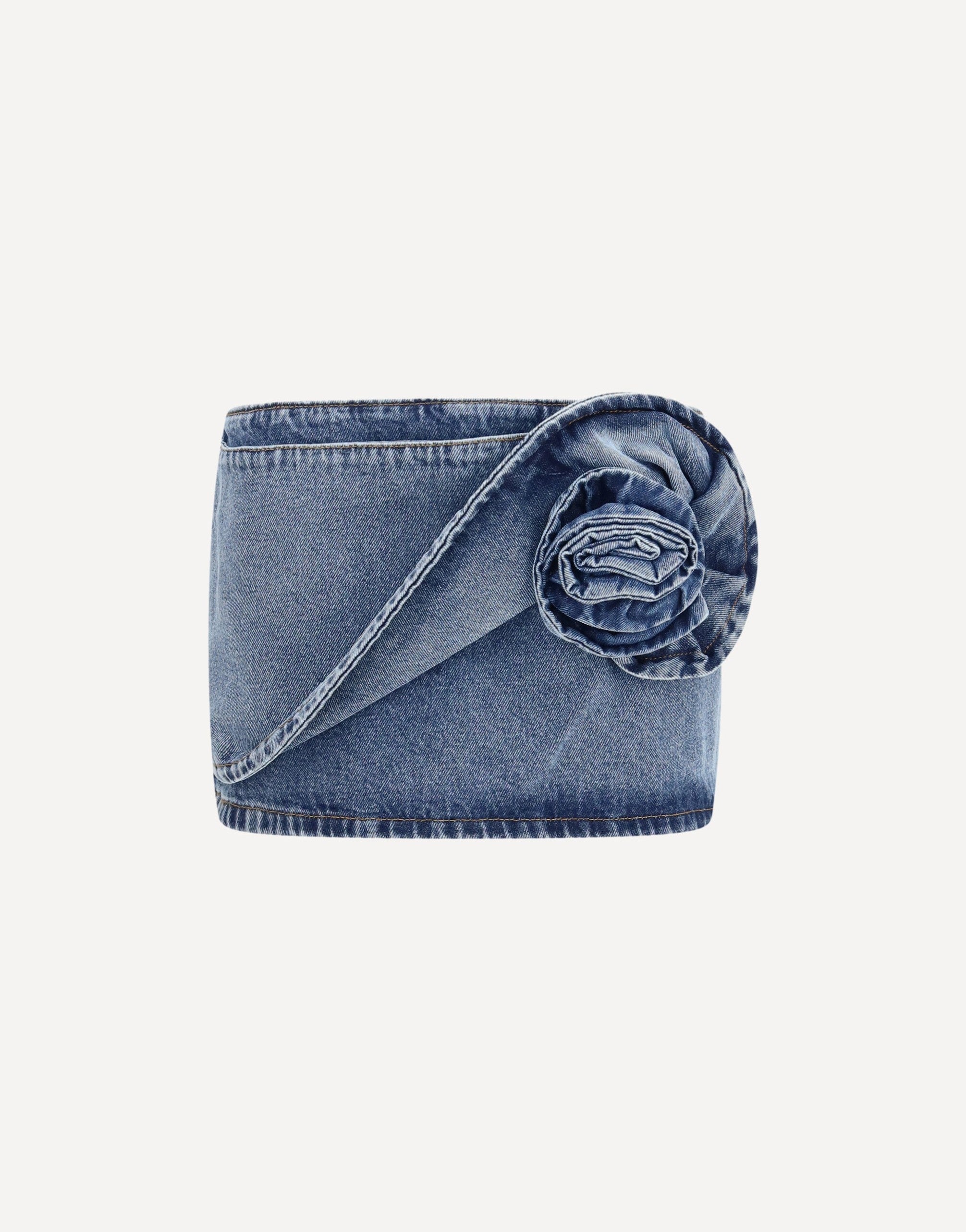 Magda Butrym Gedraaide florale denim minirok