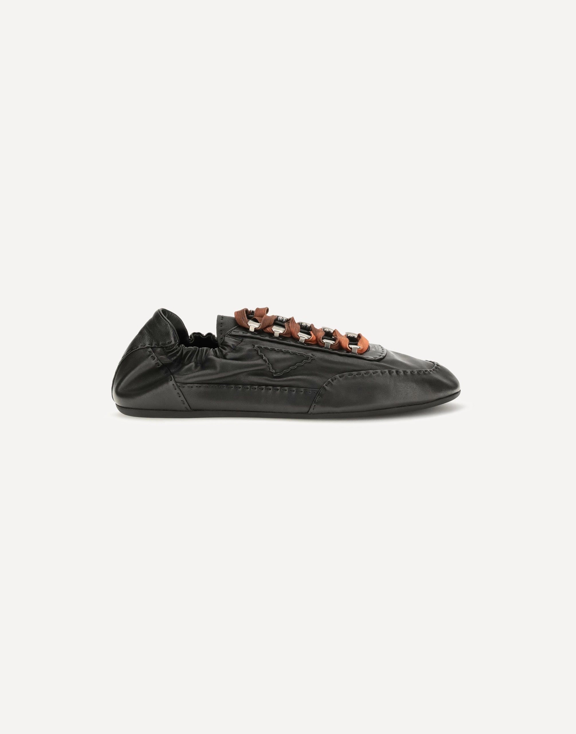 Prada Collapse Aged Nappa Leather Sneakers