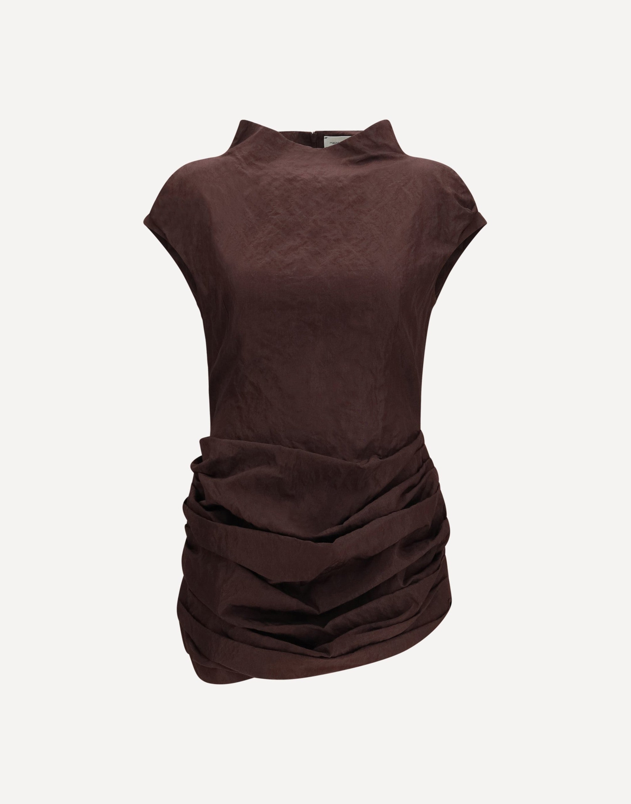 Magda Butrym Draped Mini Dress High Collar