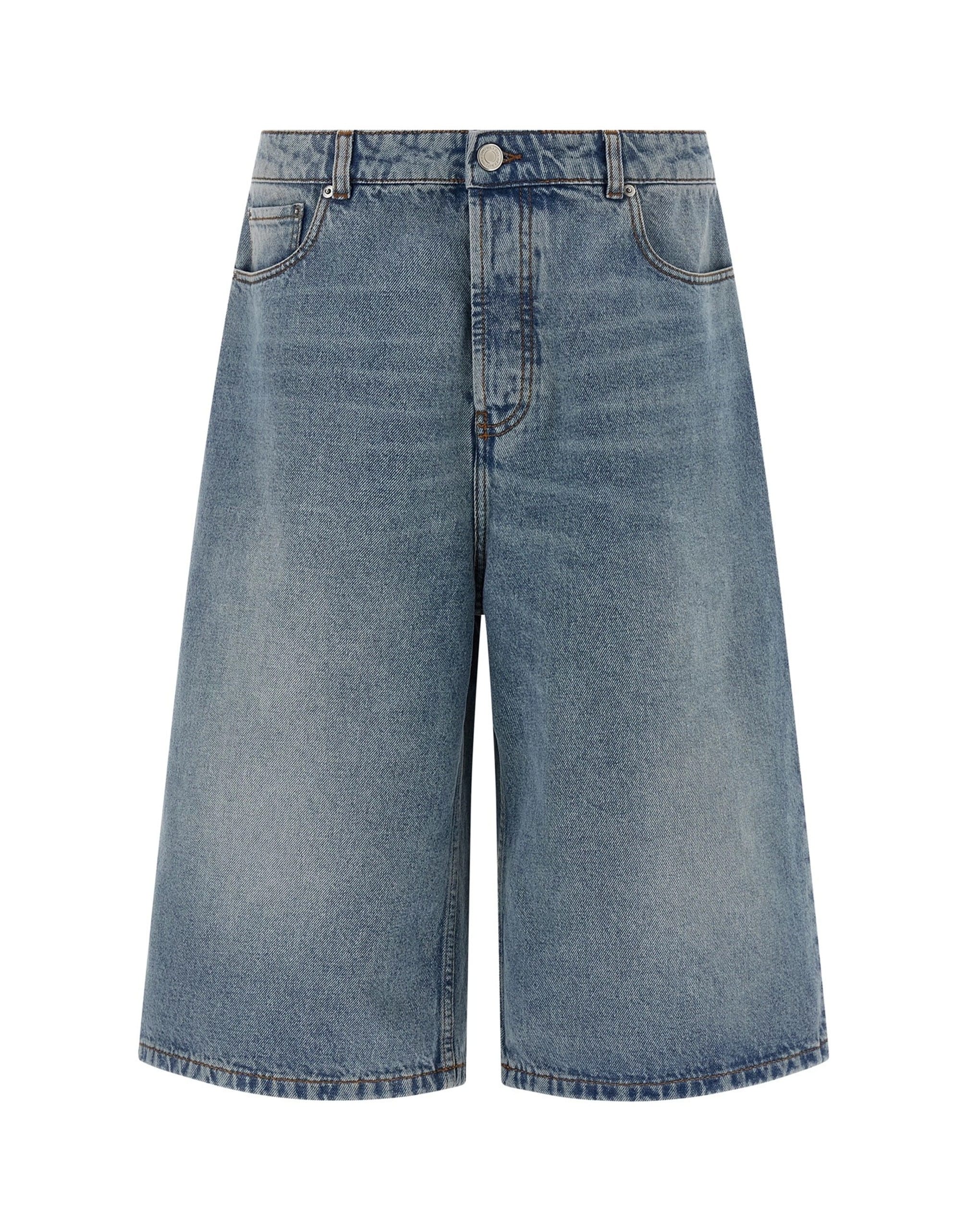 Ami Paris Stone-Washed Denim Bermuda Shorts