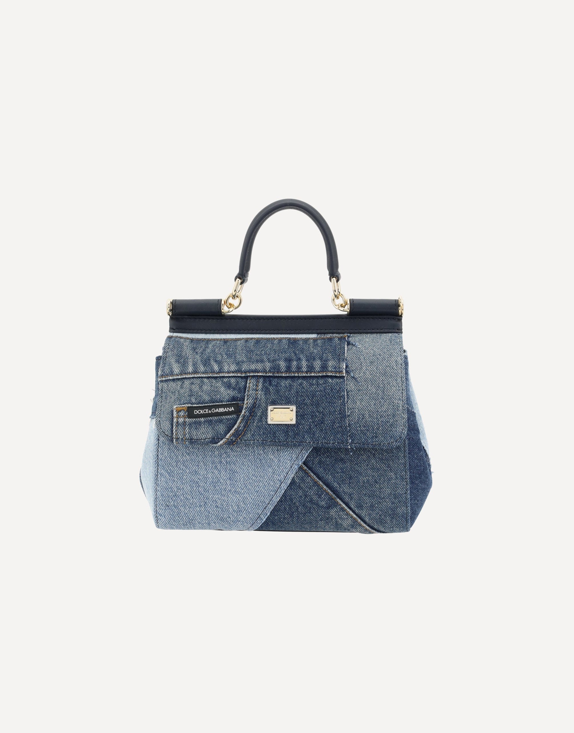 Dolce & Gabbana Small Sicily Denim And Calf Leather Handbag