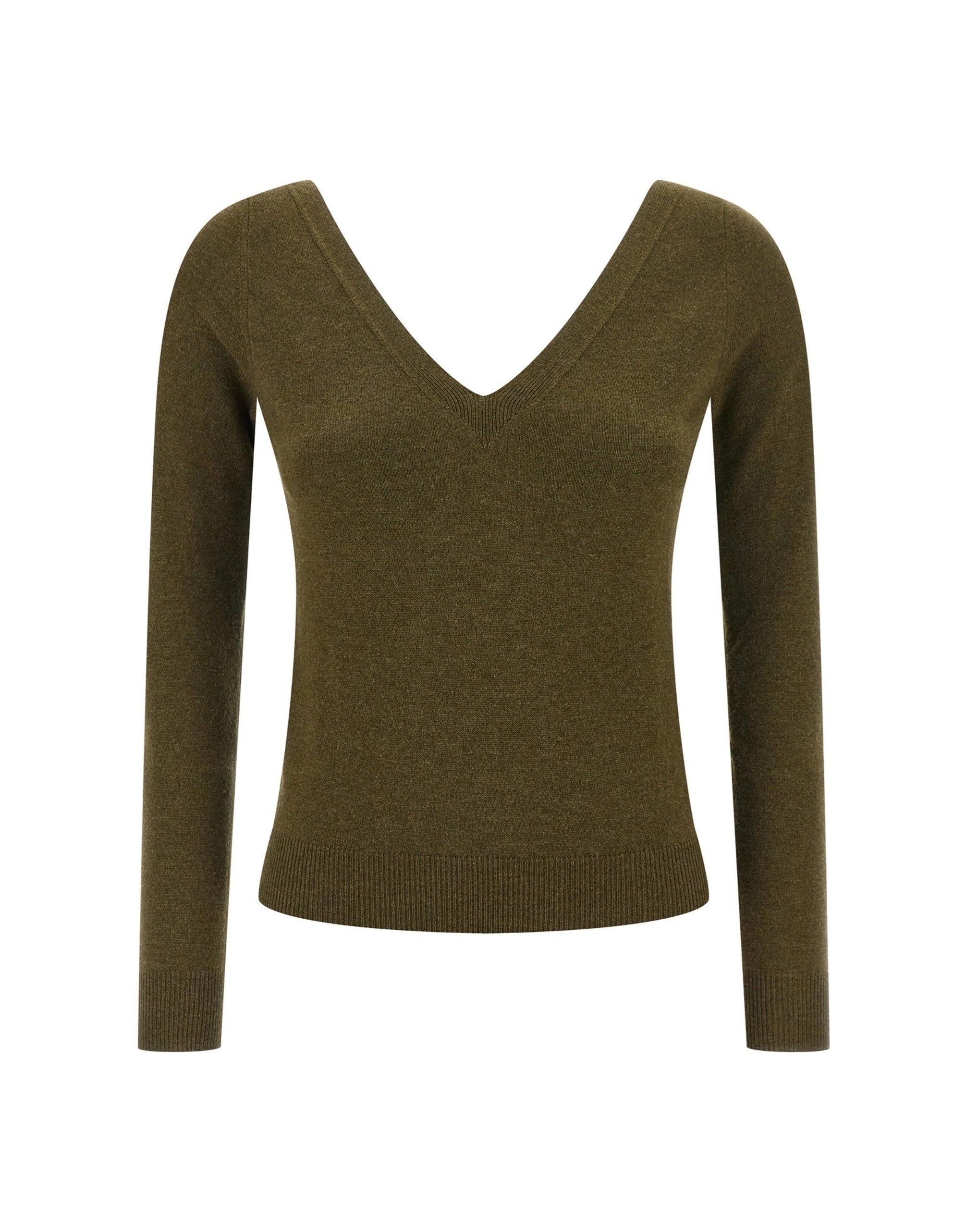 Saint Laurent Pull en cachemire vert à col en V