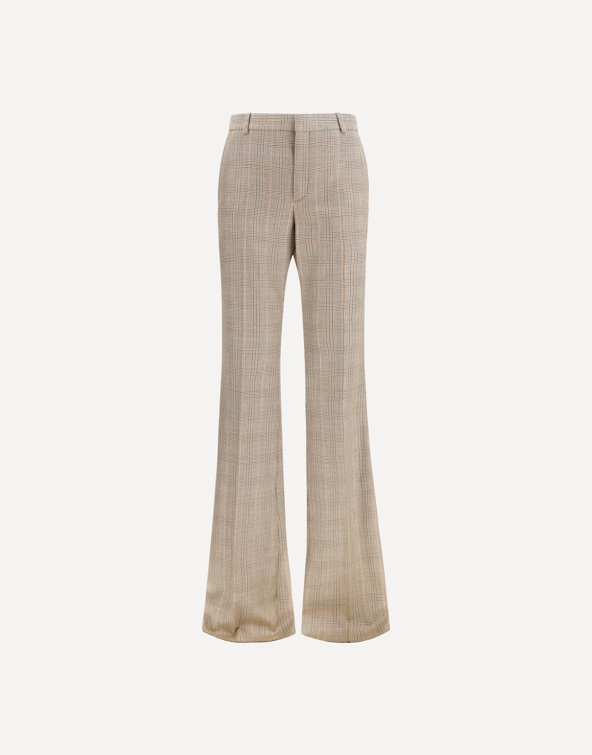 Saint Laurent Pantaloni svasati in lana a quadri Principe di Galles