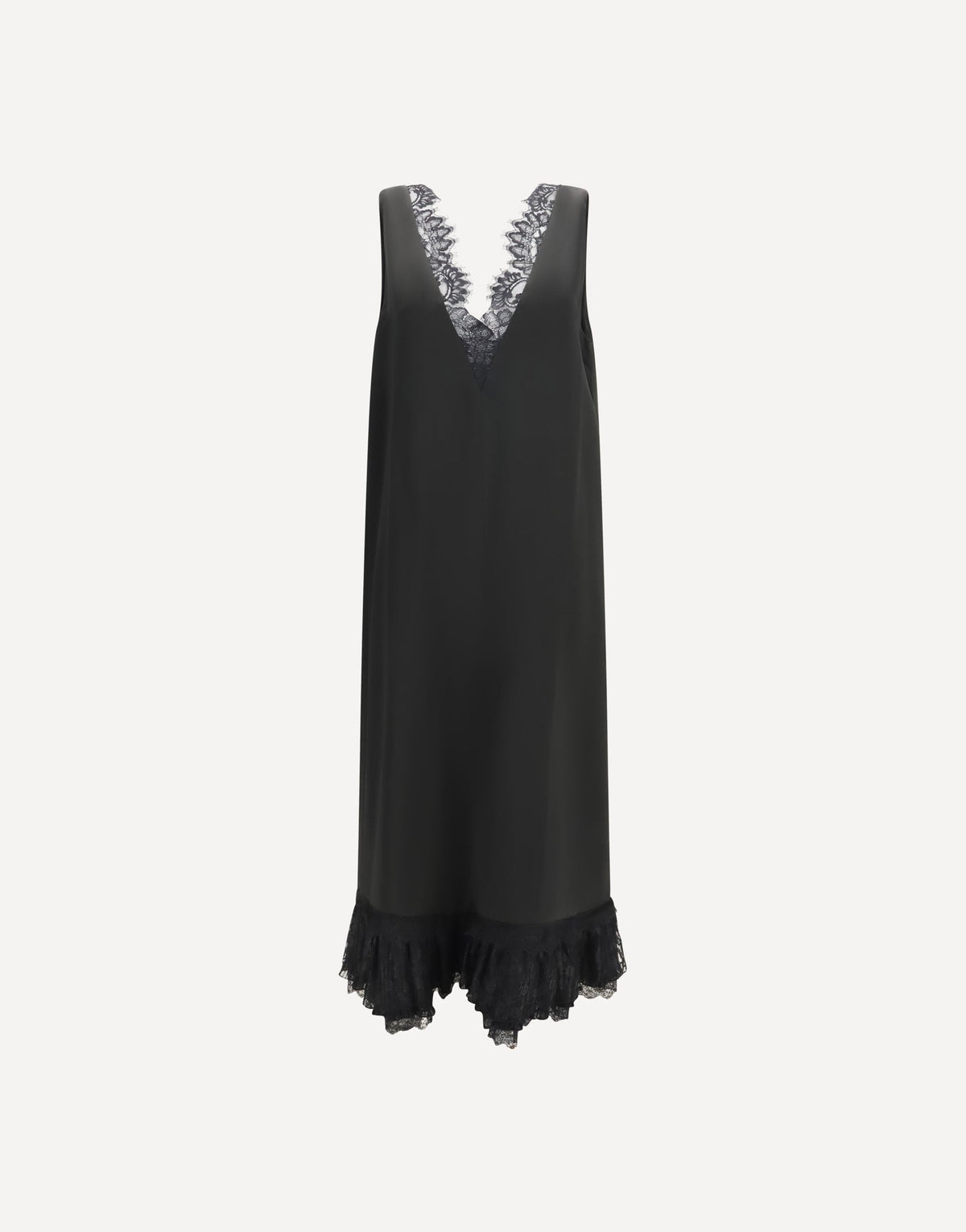 Ganni Lace-Trimmed Satin Long Dress