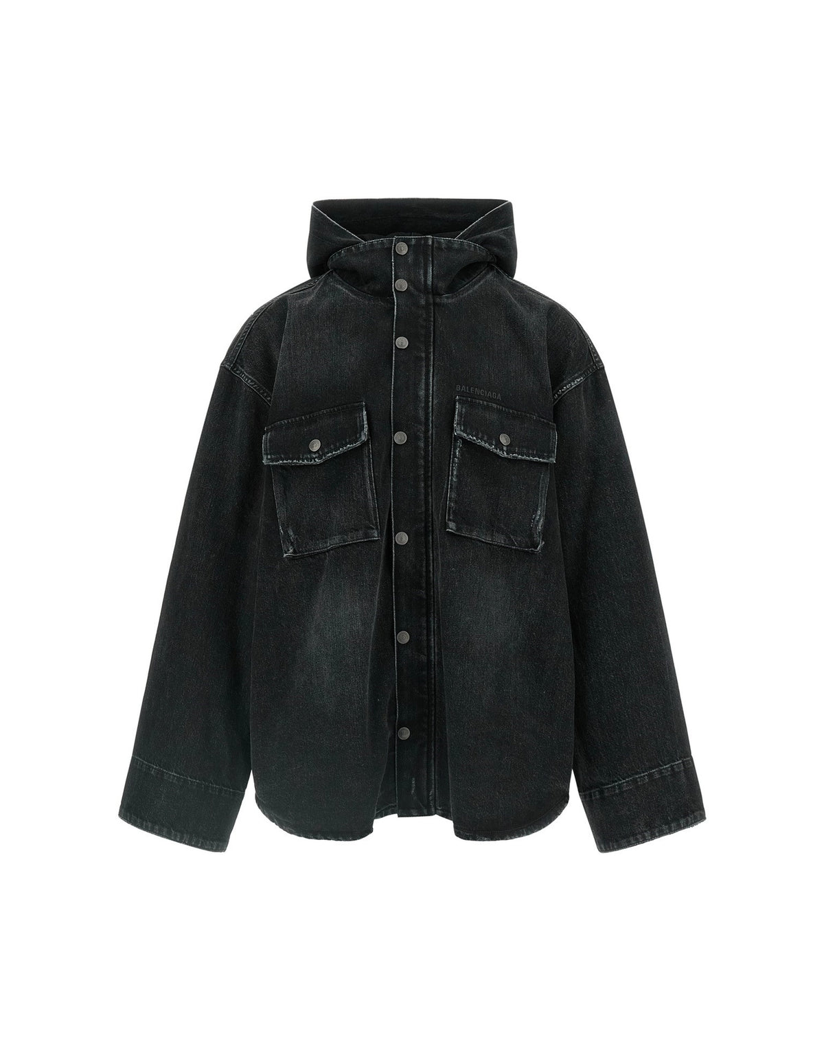 Balenciaga Black Cargo Hooded Denim Jacket