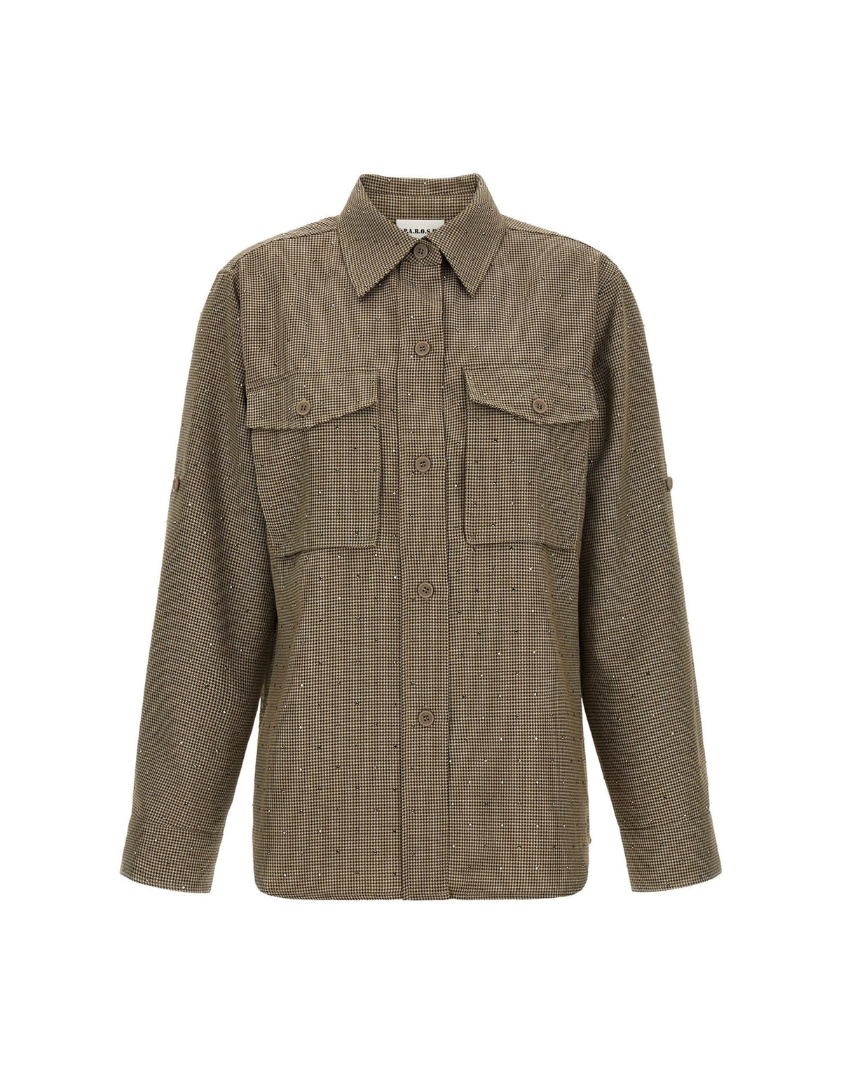 P.A.R.O.S.H. Palais Houndstooth Rhinestone Shirt