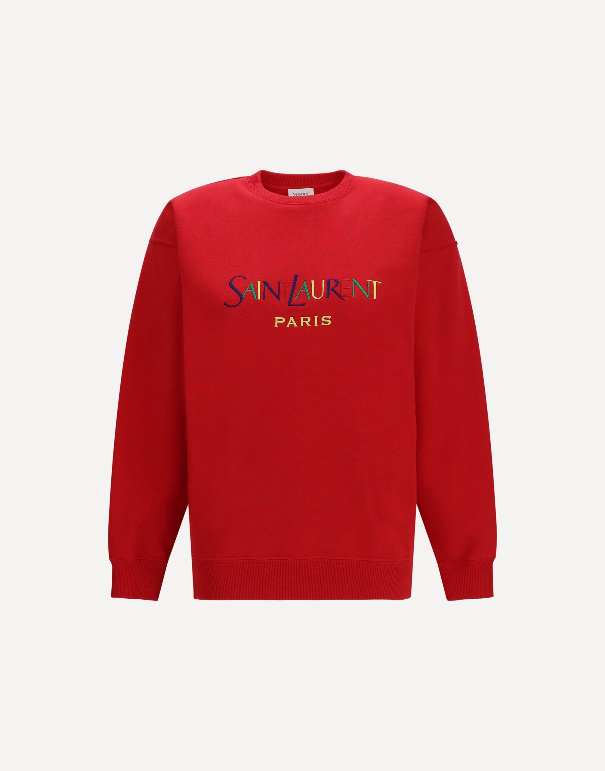 Saint Laurent سويت شيرت قطني بياقة مستديرة