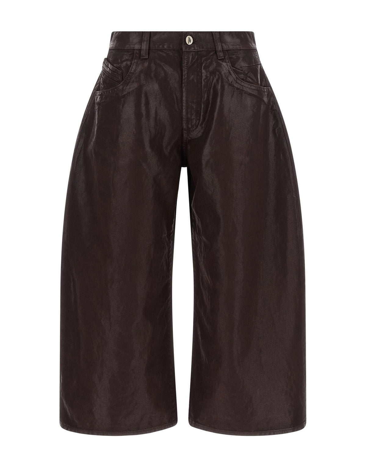 The Attico Coated Cropped Wide-Leg Pants