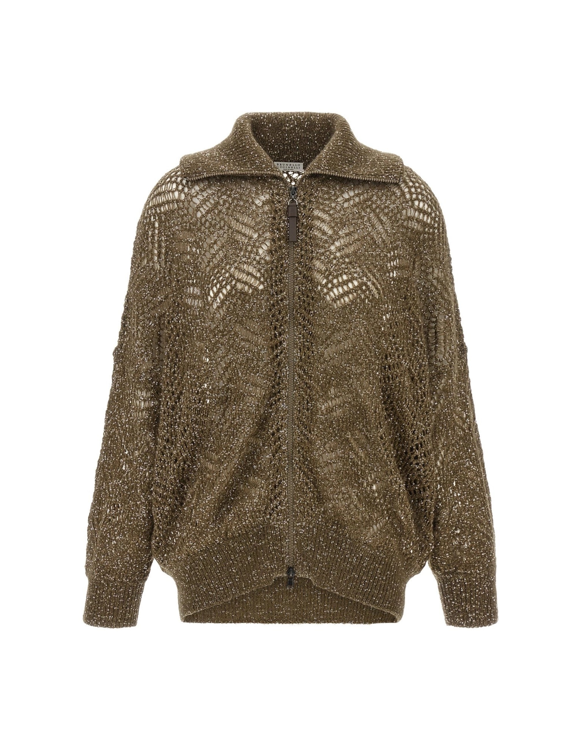 Brunello Cucinelli Dazzling Abstract Leaf Cardigan