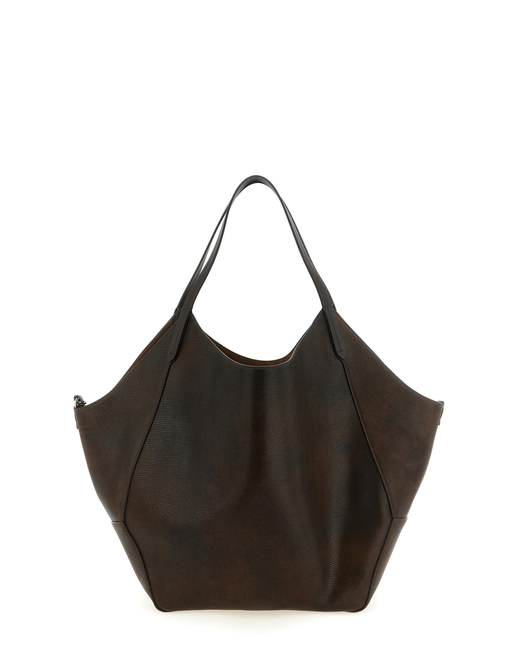 Brunello Cucinelli Lizard Effect Leather Duo Shopping Bag